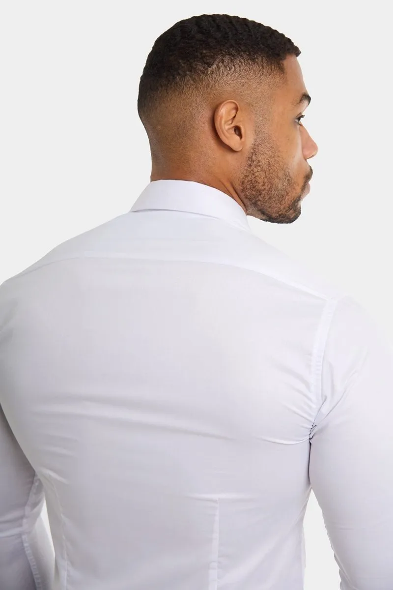 Athletic Fit Cutaway Collar Shirt in White