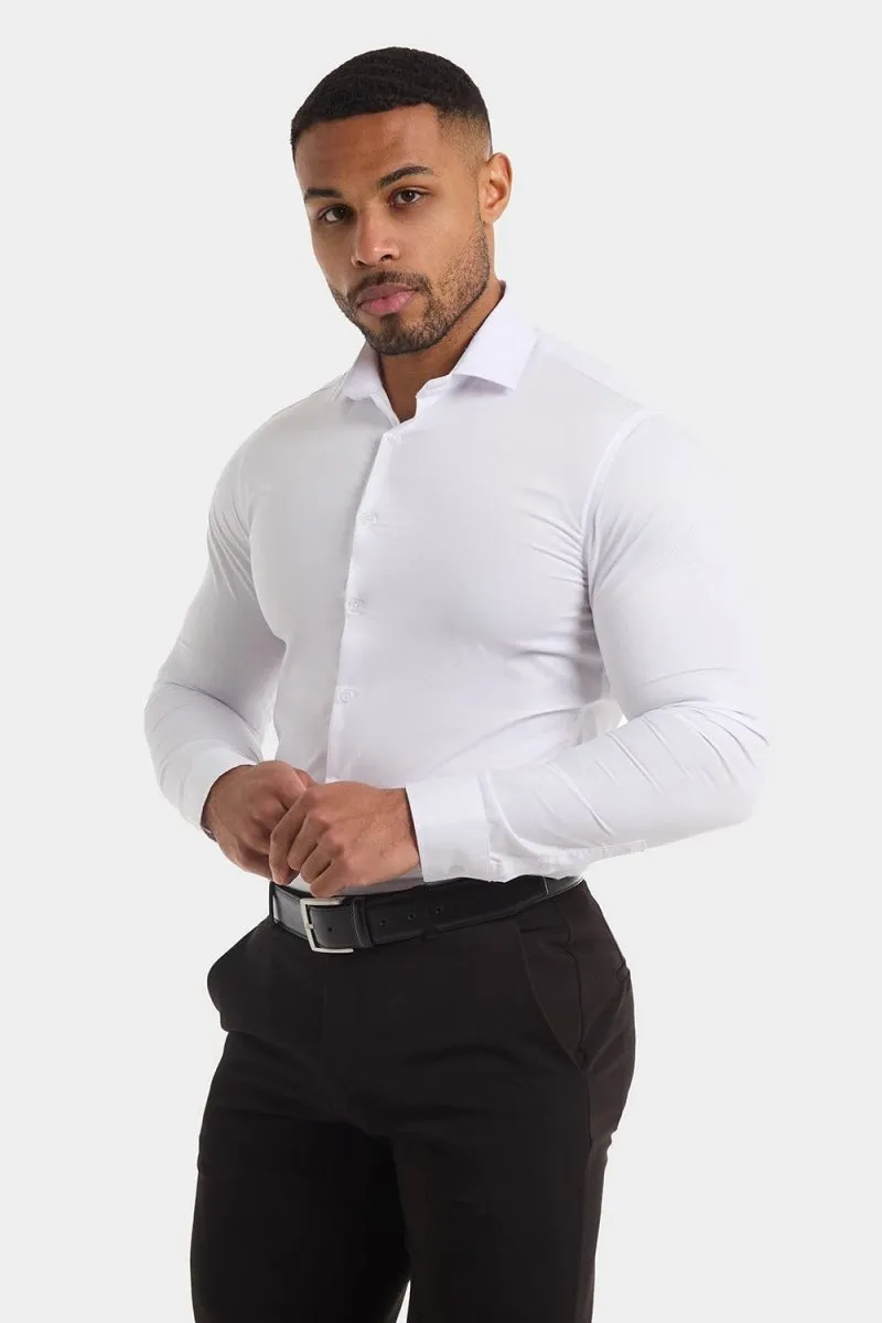 Athletic Fit Cutaway Collar Shirt in White