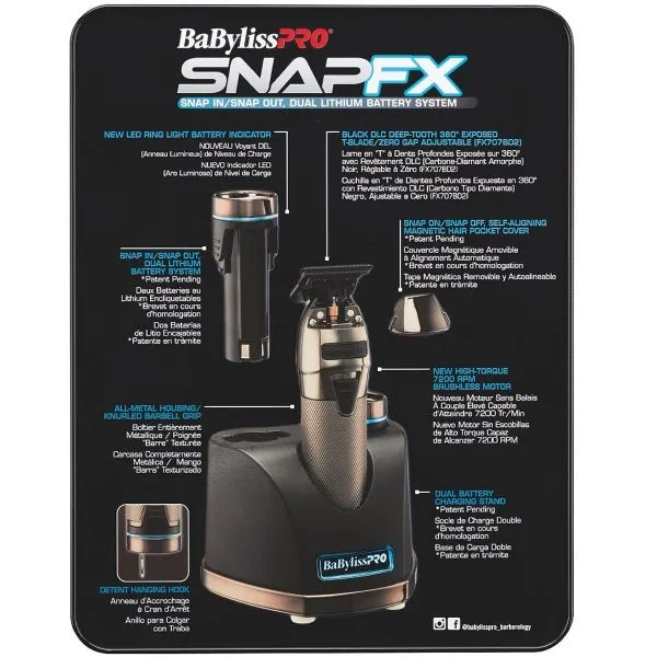 BaBylissPRO® SNAPFX Trimmer with Snap In/Out Dual Lithium Battery System [FX797]