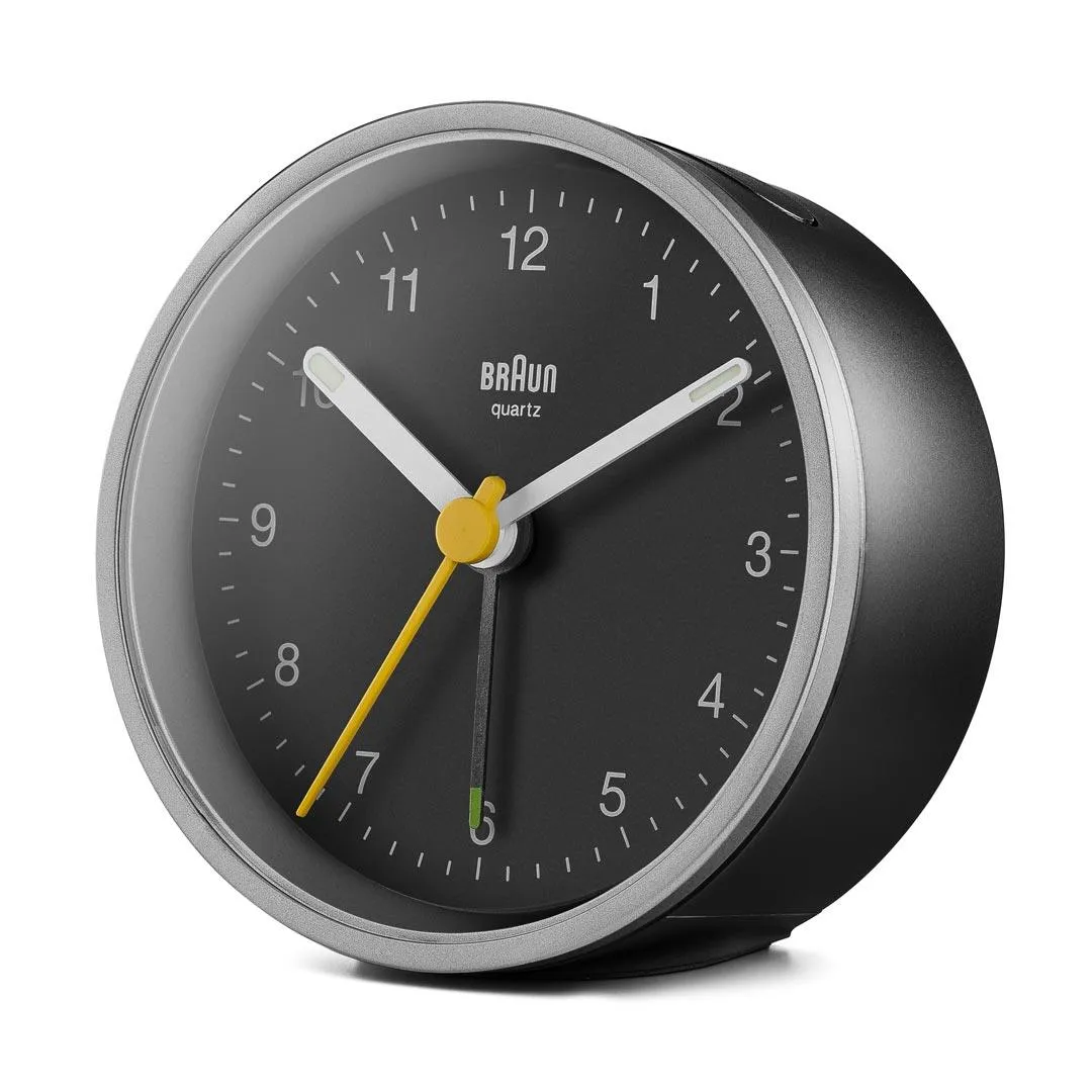 BC12 Braun classic analogue alarm clock - silver & black