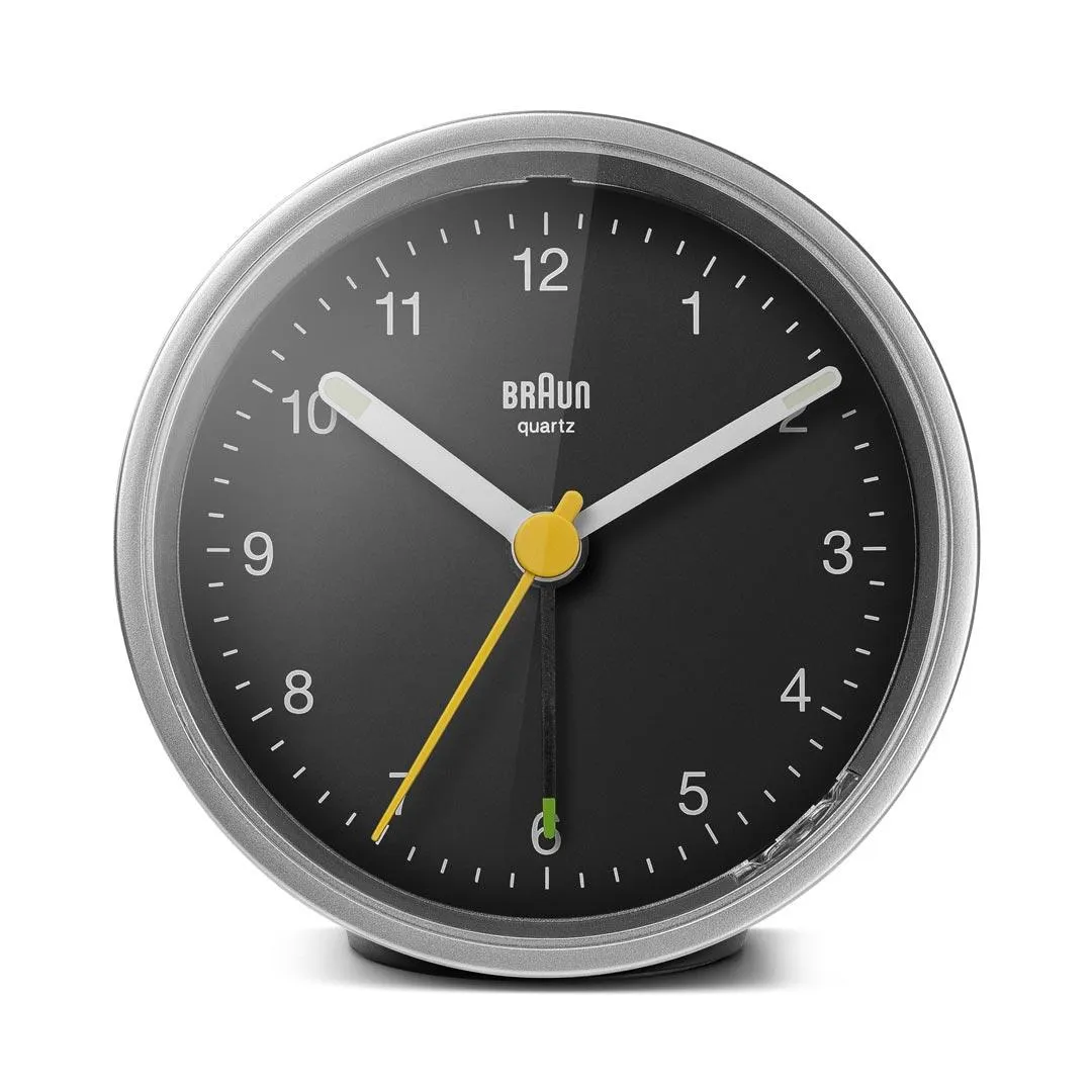 BC12 Braun classic analogue alarm clock - silver & black
