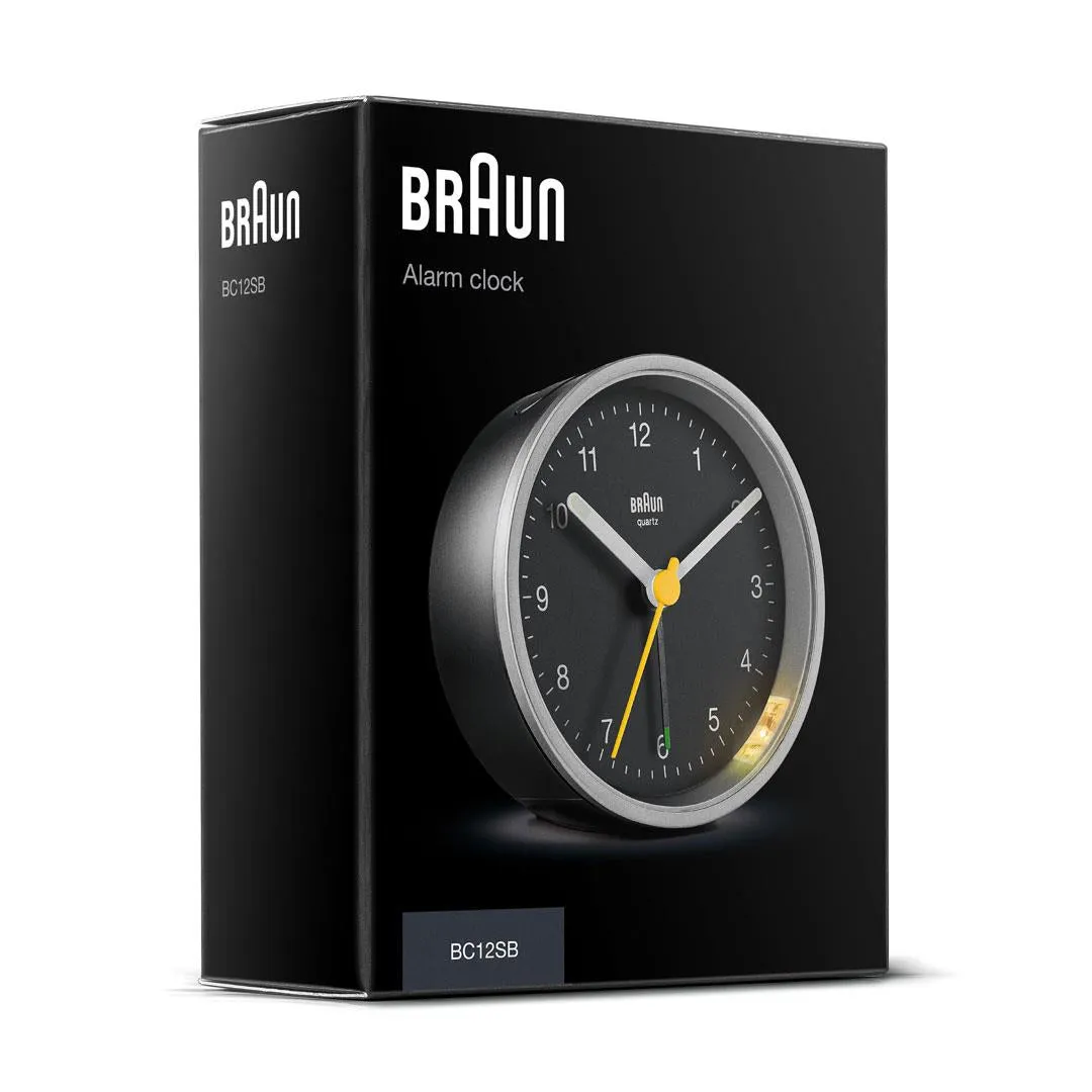 BC12 Braun classic analogue alarm clock - silver & black