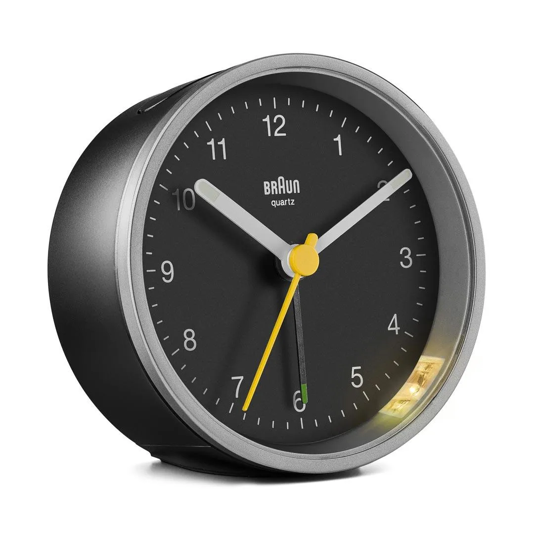 BC12 Braun classic analogue alarm clock - silver & black