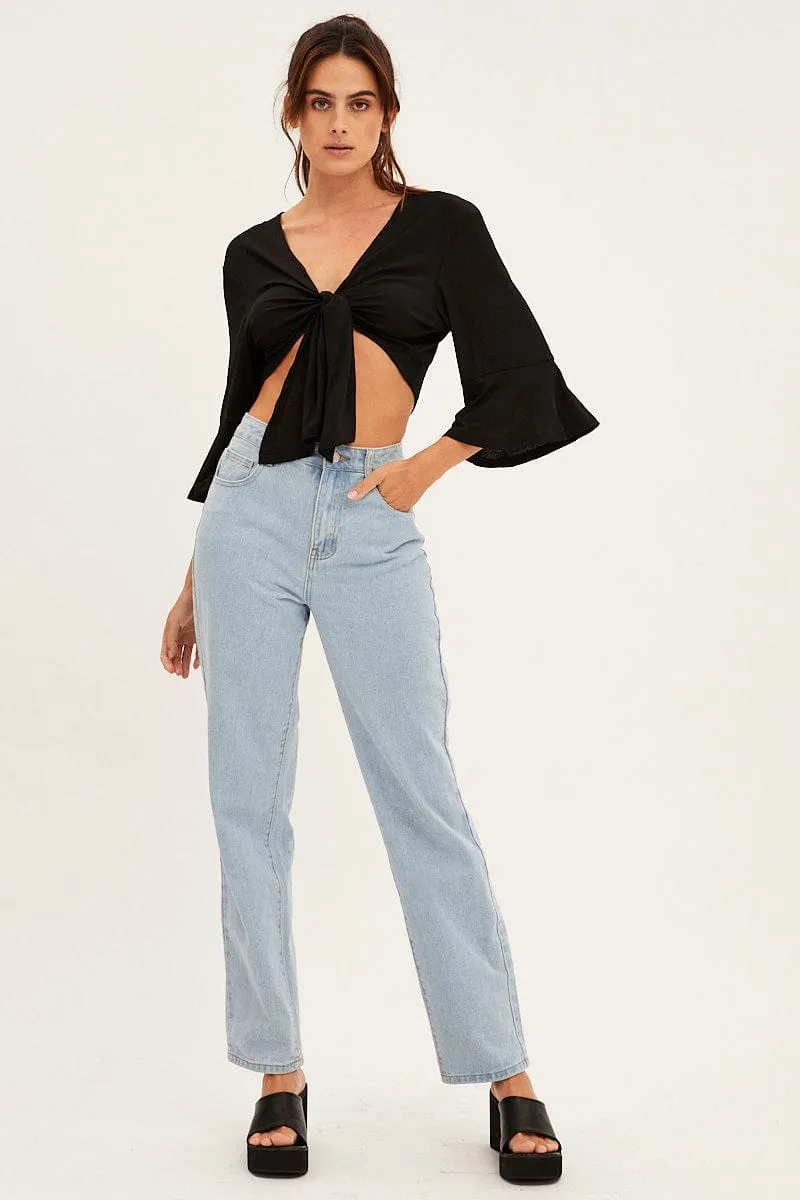 Black Crop Cardigan Tie Up
