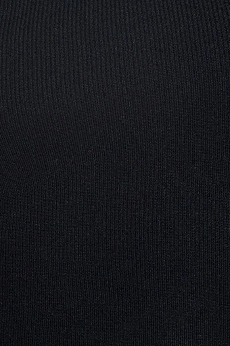 Black Knit Top Sleeveless Crop Halter