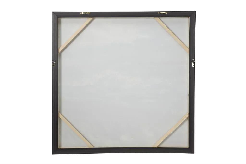BLUE CANVAS LANDSCAPE BEACH FRAMED WALL ART WITH SILVER FRAME