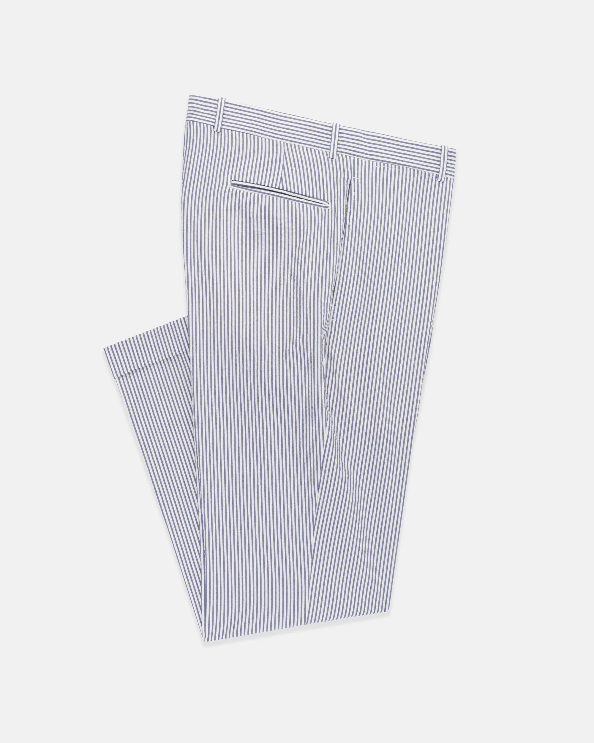 BLUE/WHITE SEERSUCKER TROUSERS