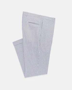 BLUE/WHITE SEERSUCKER TROUSERS