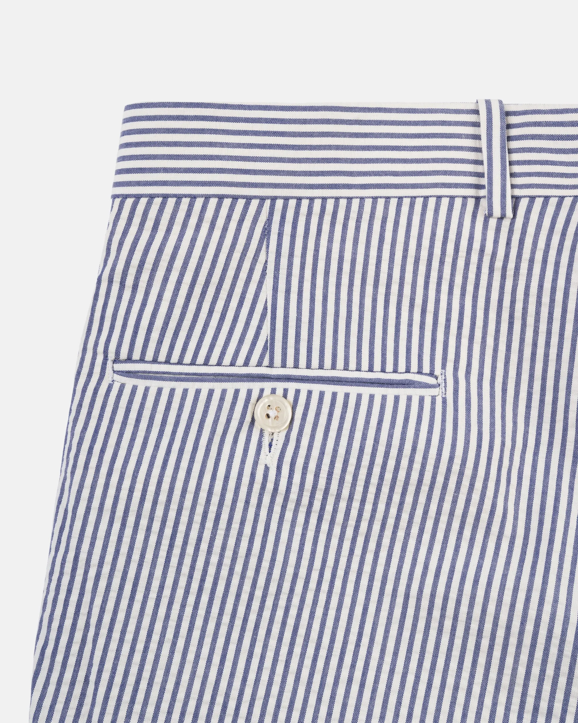 BLUE/WHITE SEERSUCKER TROUSERS