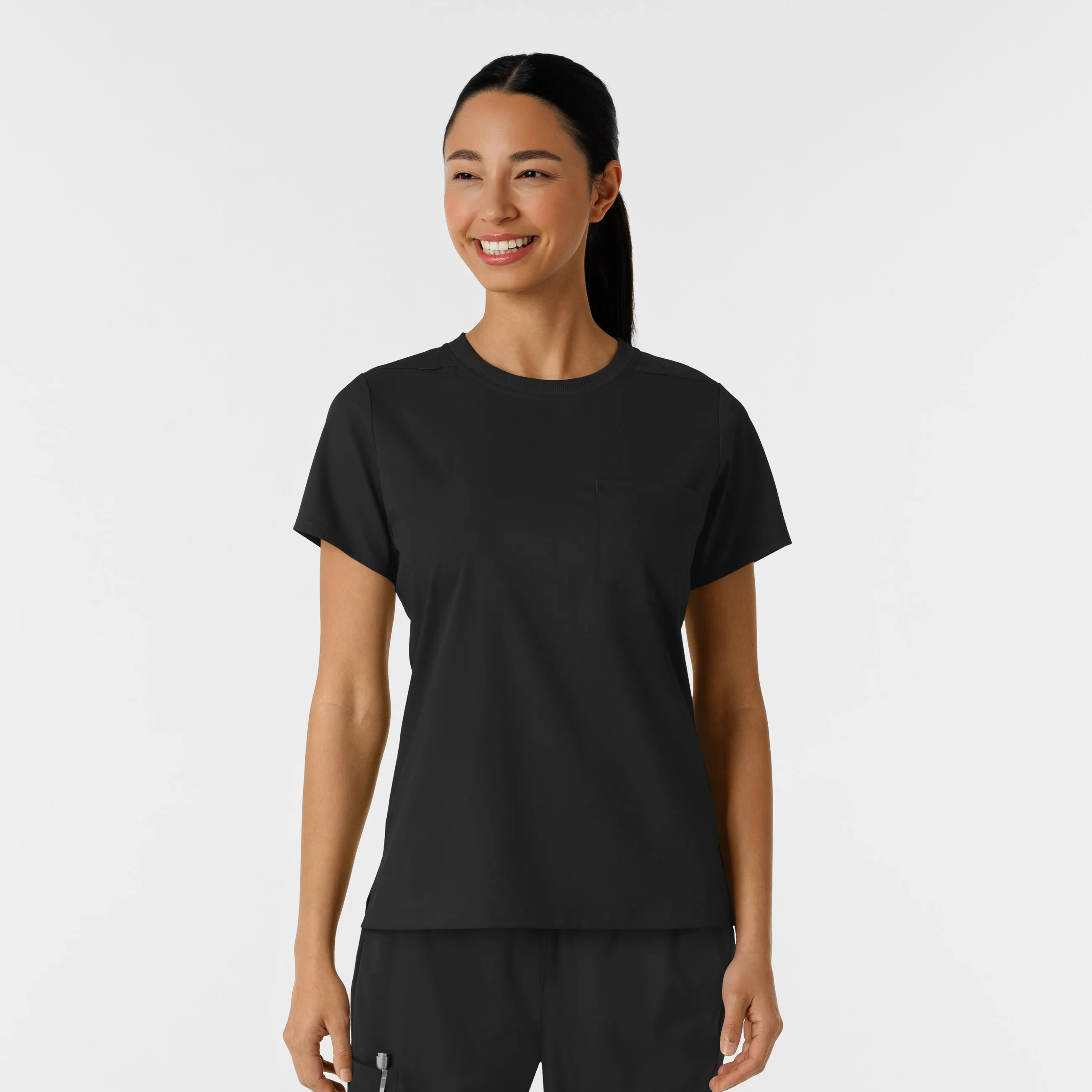 Boundless Women's Classic Crew Neck Scrub Top - Black
