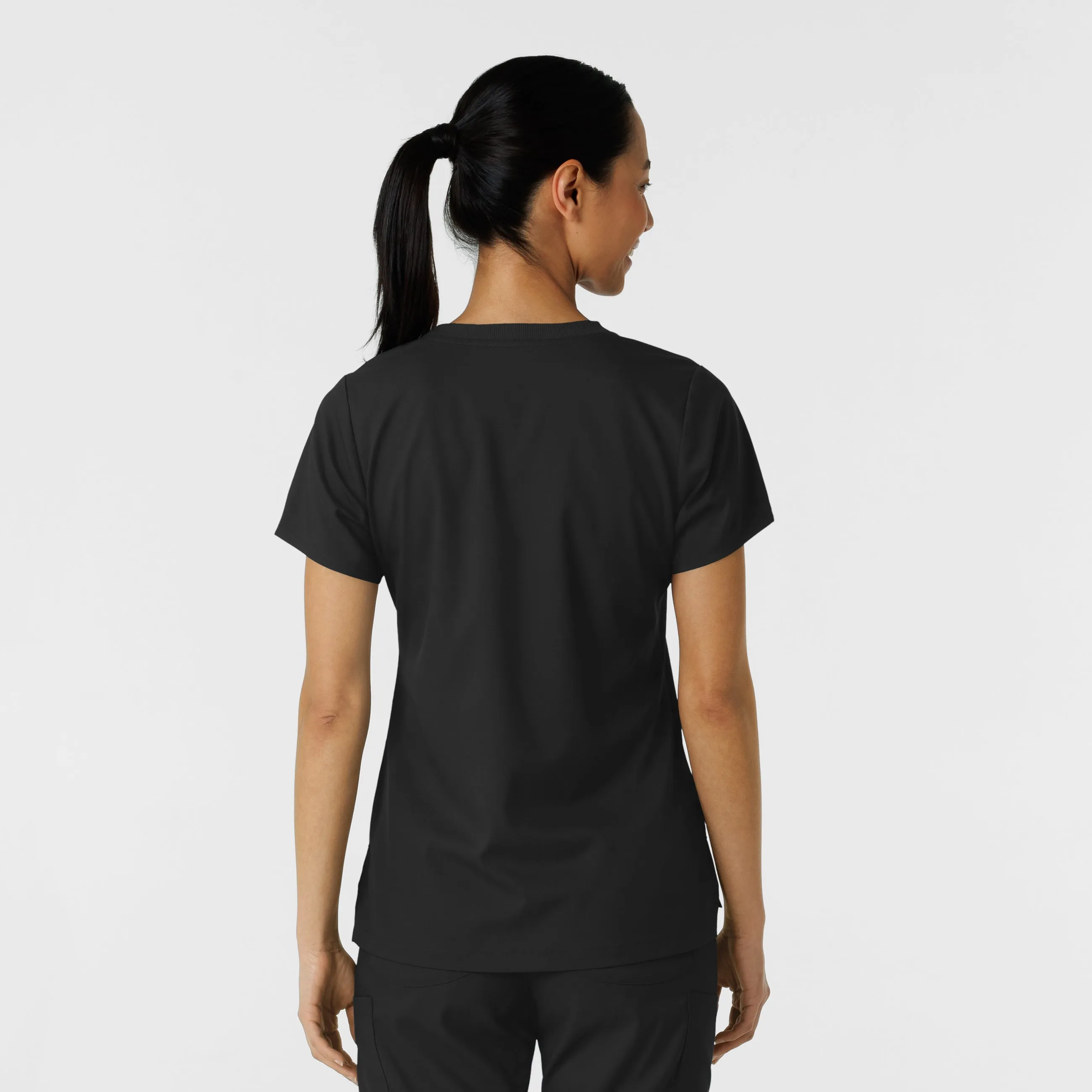 Boundless Women's Classic Crew Neck Scrub Top - Black