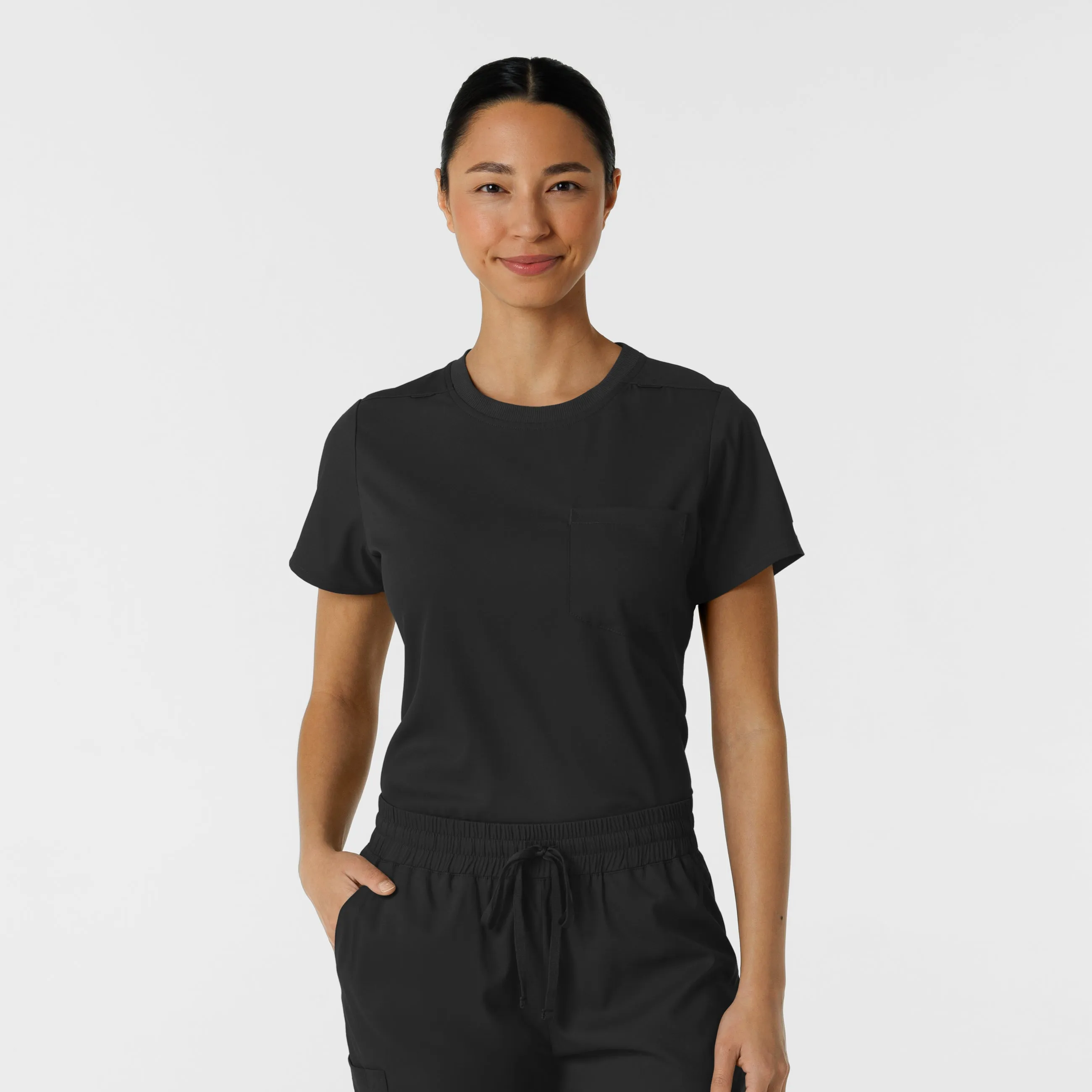 Boundless Women's Classic Crew Neck Scrub Top - Black