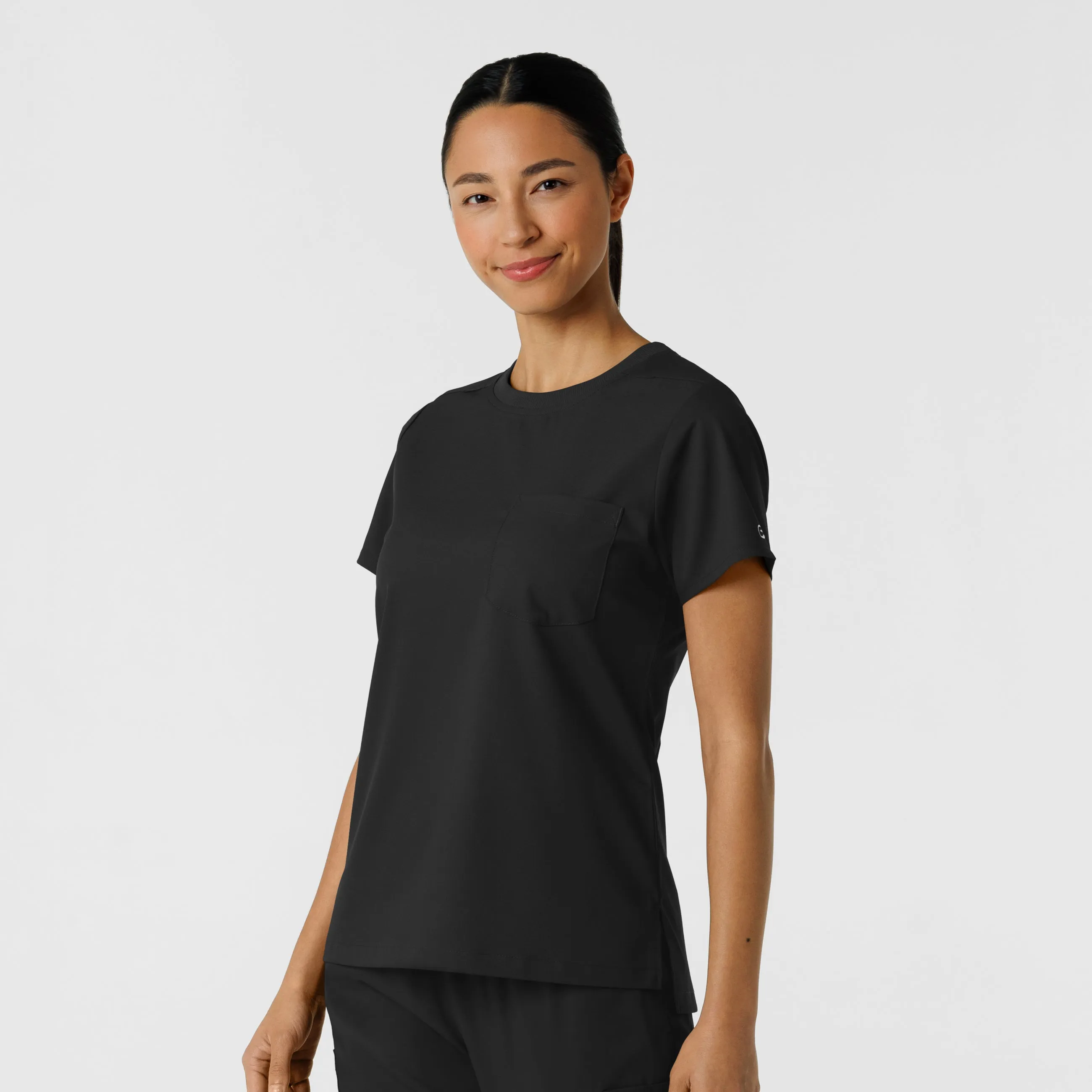 Boundless Women's Classic Crew Neck Scrub Top - Black