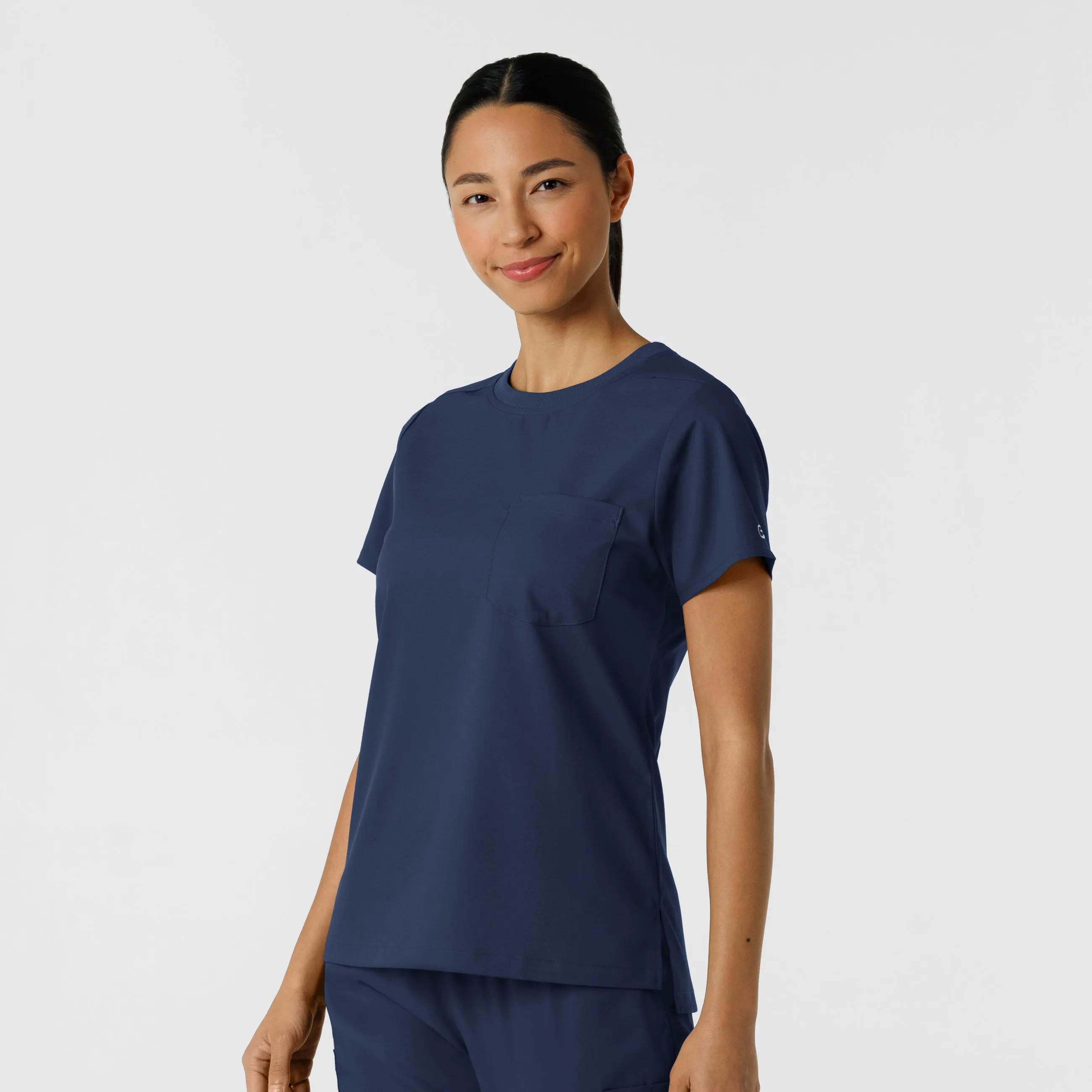 Boundless Women's Classic Crew Neck Scrub Top - Navy