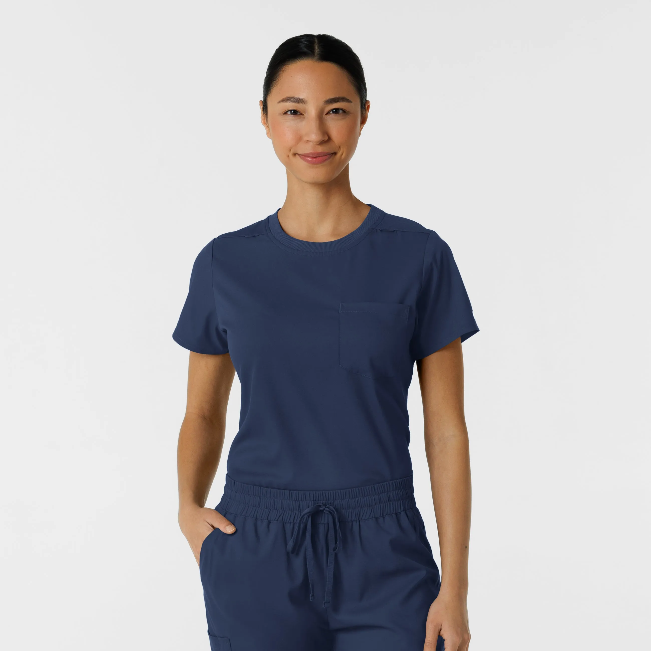 Boundless Women's Classic Crew Neck Scrub Top - Navy