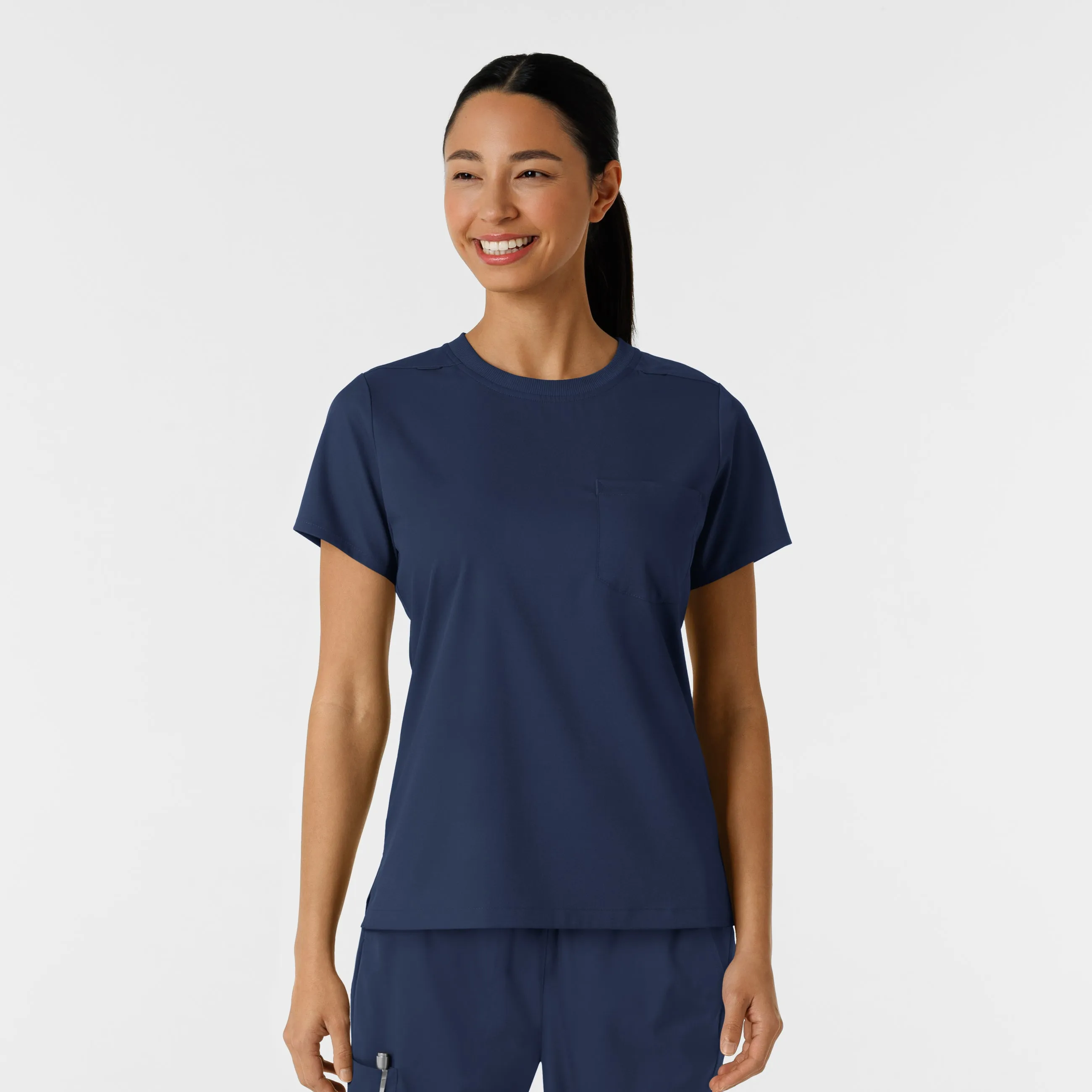 Boundless Women's Classic Crew Neck Scrub Top - Navy