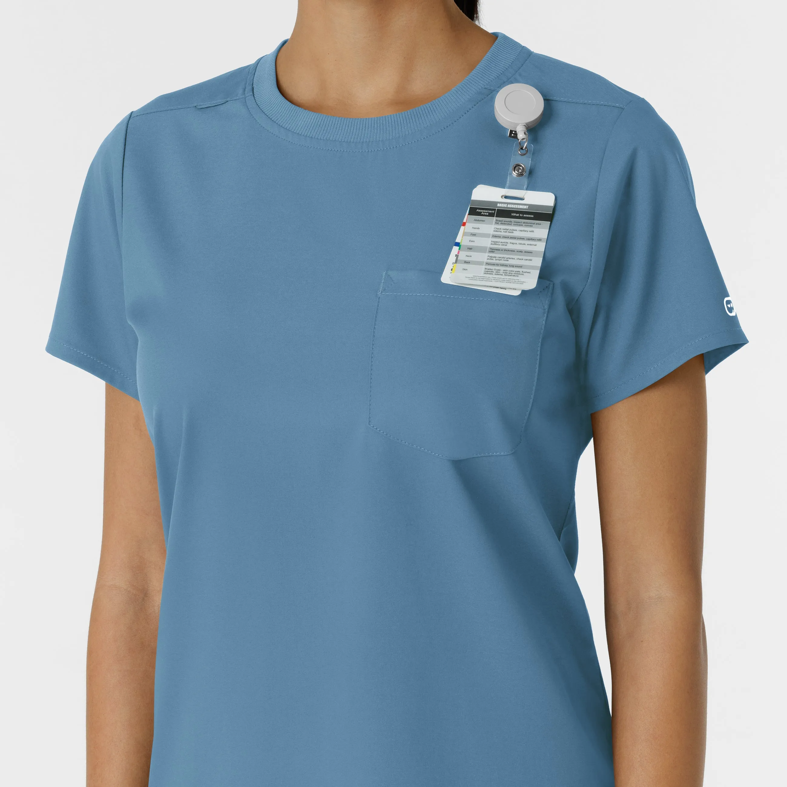 Boundless Women's Classic Crew Neck Scrub Top - Pacific Blue