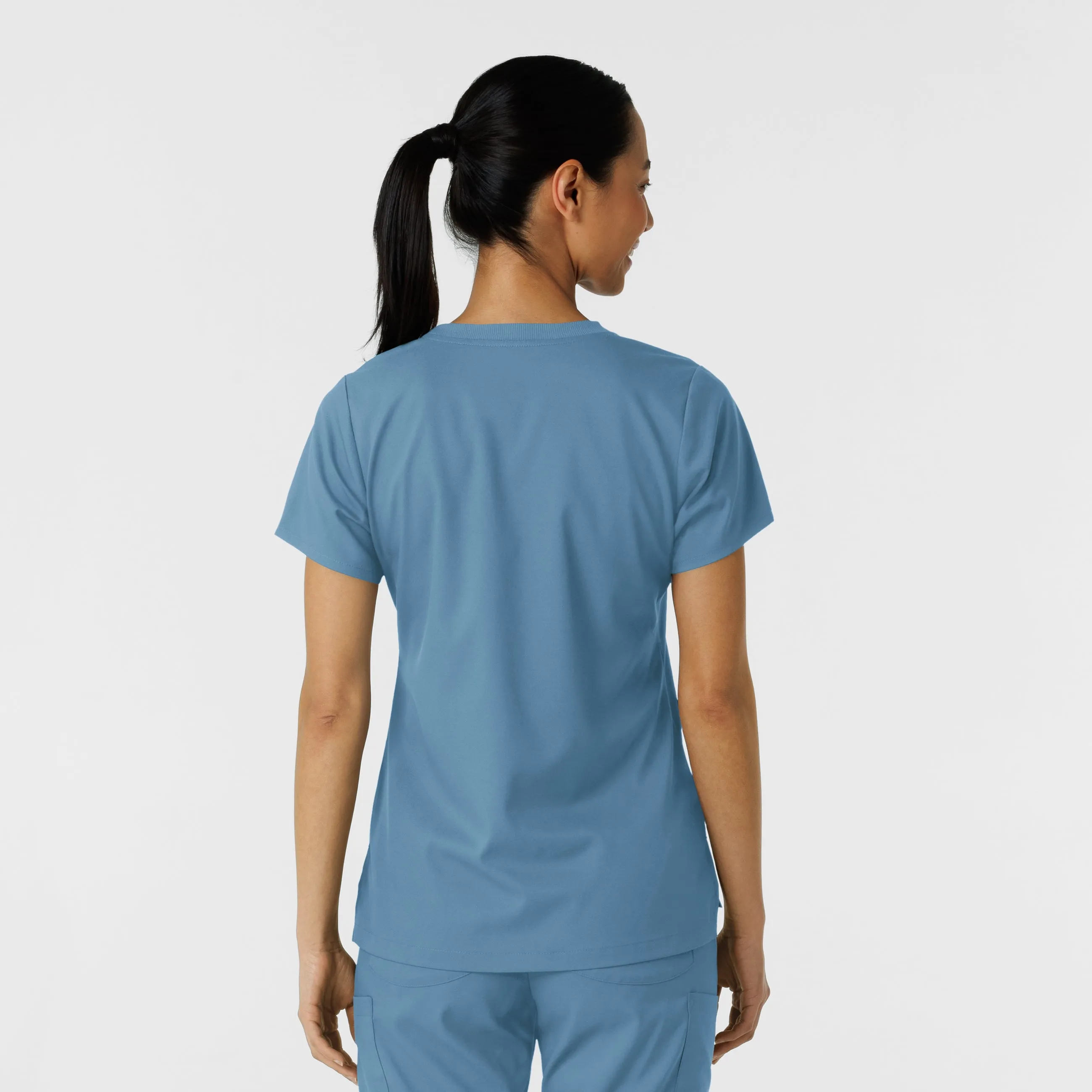Boundless Women's Classic Crew Neck Scrub Top - Pacific Blue