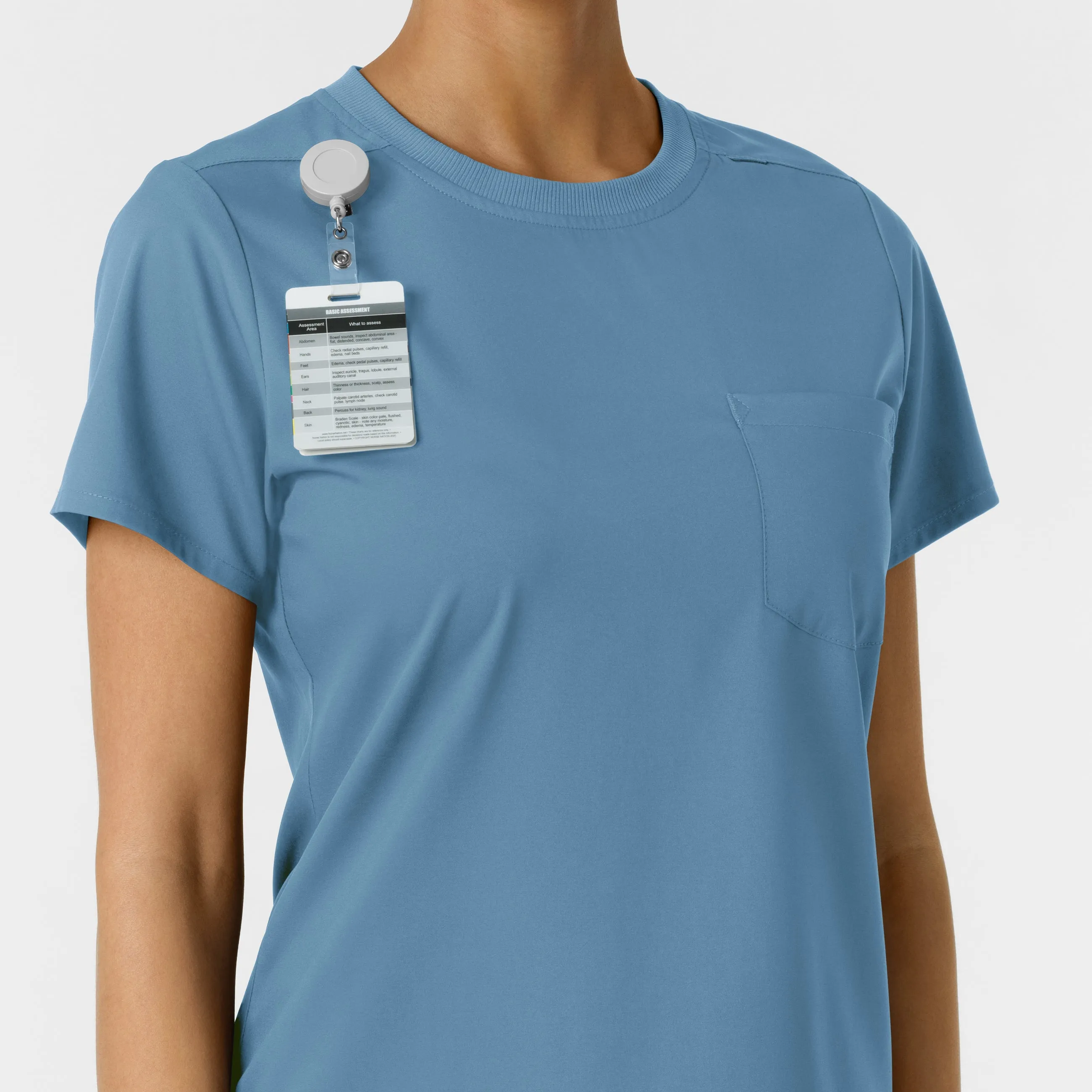 Boundless Women's Classic Crew Neck Scrub Top - Pacific Blue