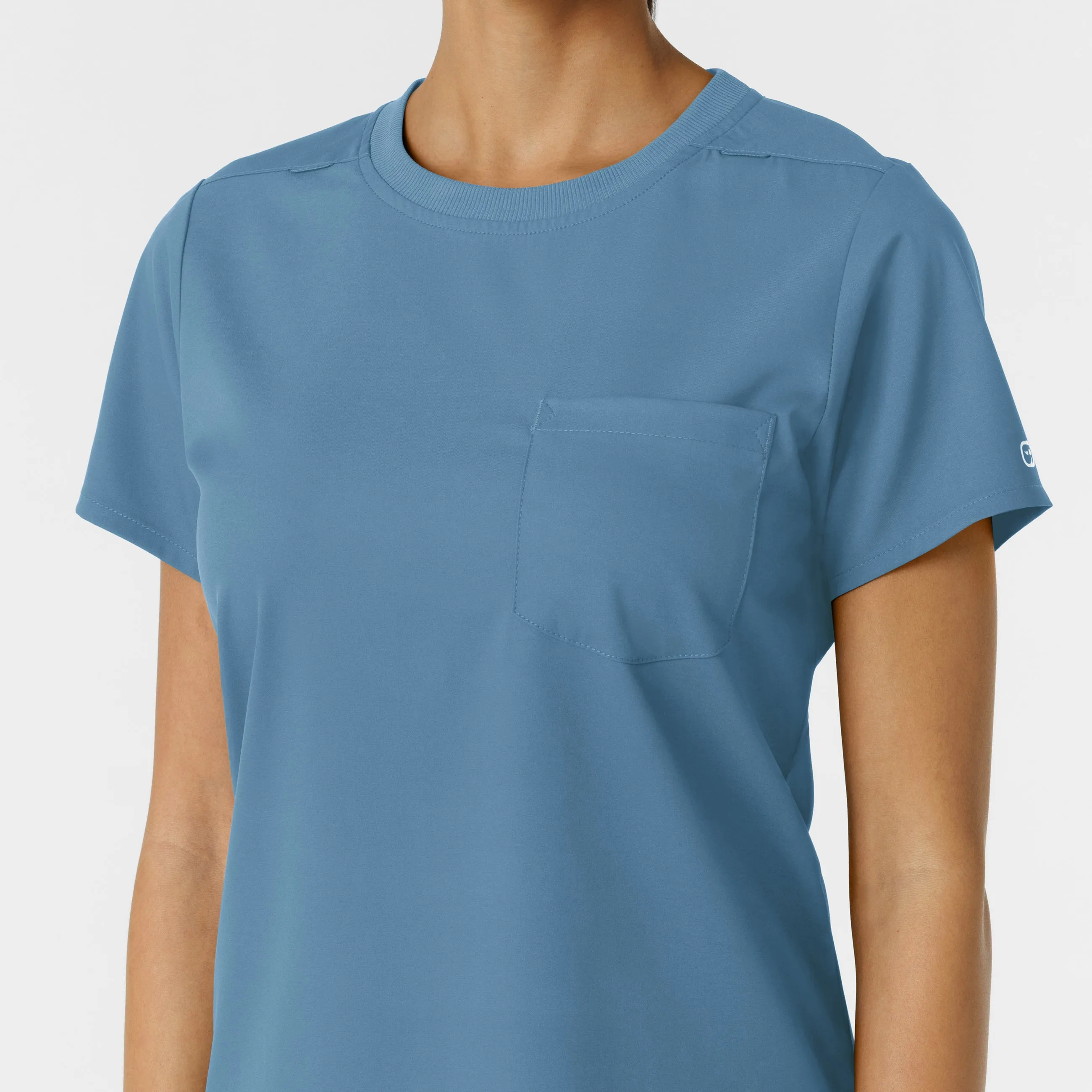 Boundless Women's Classic Crew Neck Scrub Top - Pacific Blue