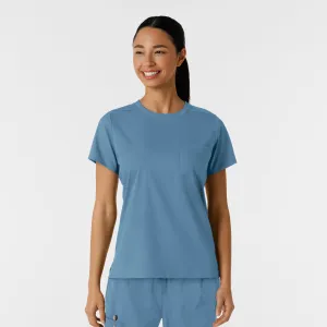 Boundless Women's Classic Crew Neck Scrub Top - Pacific Blue