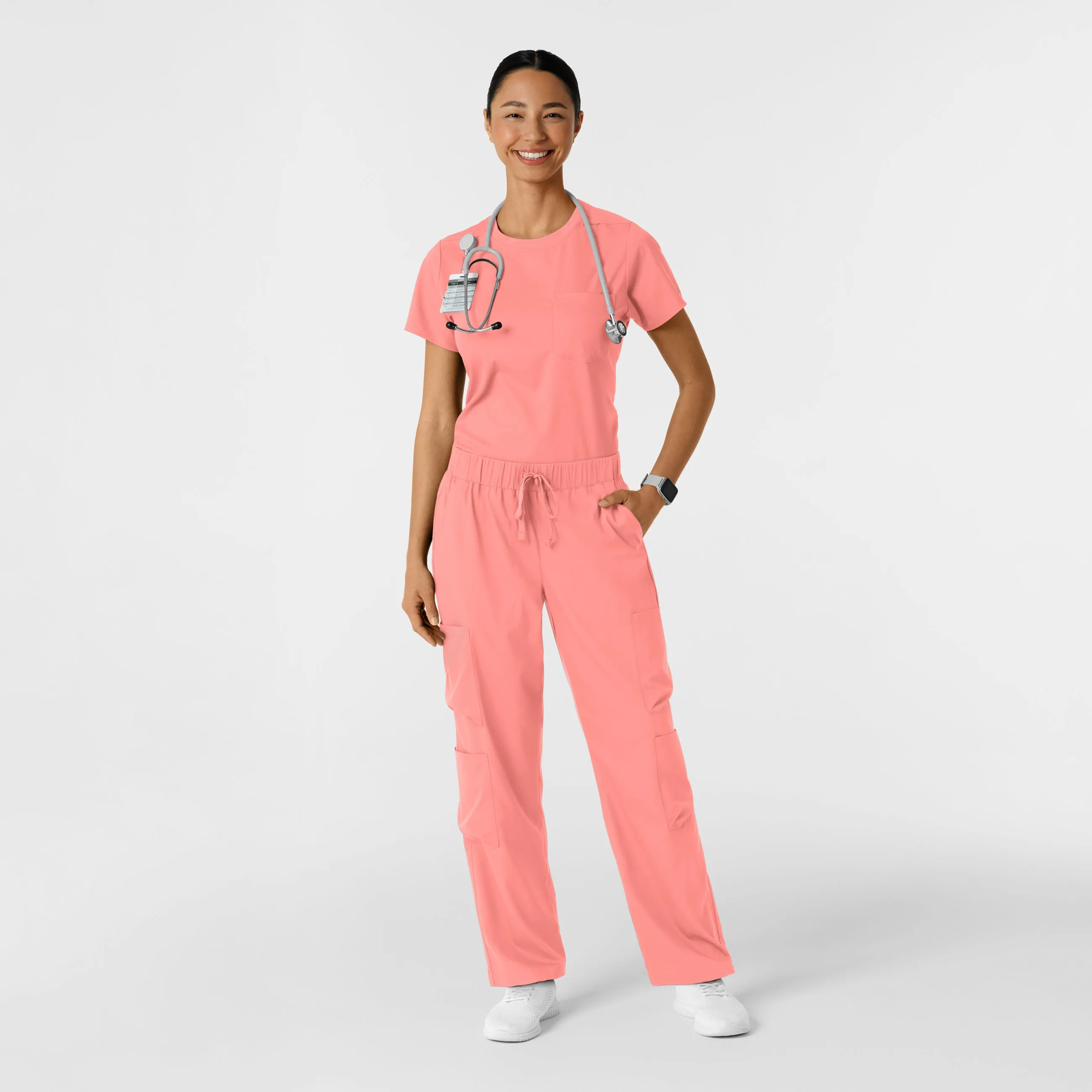 Boundless Women's Classic Crew Neck Scrub Top - Paradise Pink