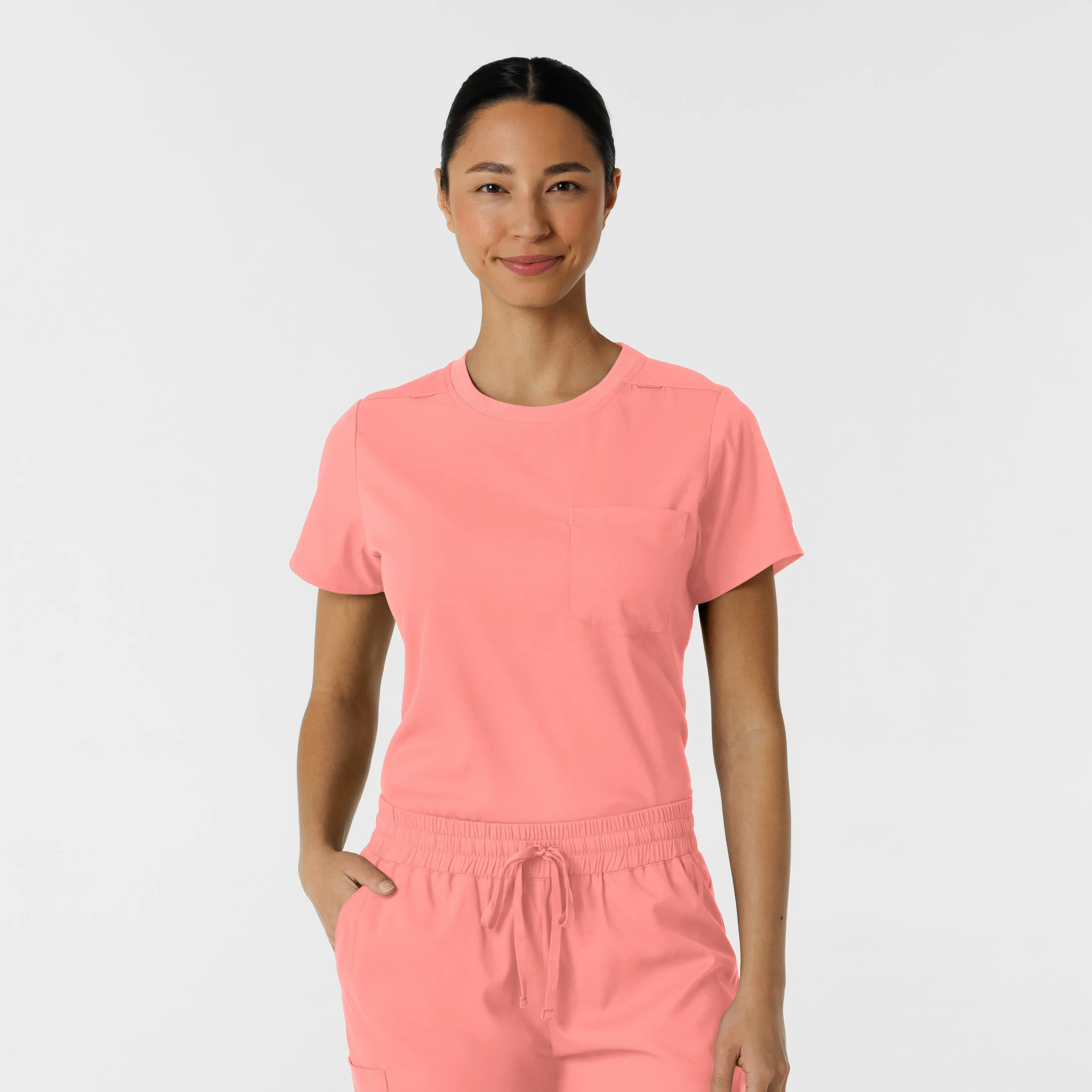 Boundless Women's Classic Crew Neck Scrub Top - Paradise Pink