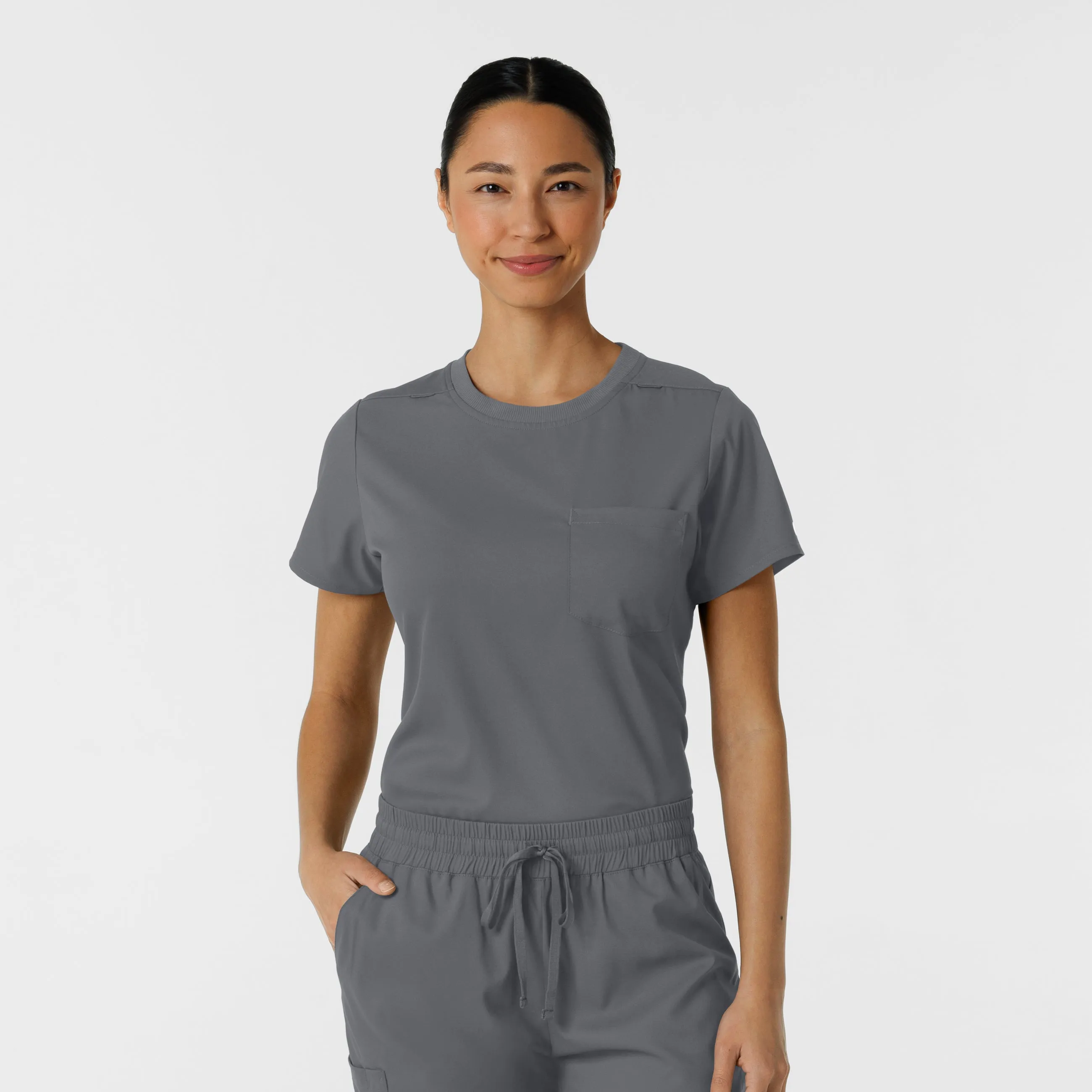 Boundless Women's Classic Crew Neck Scrub Top - Pewter