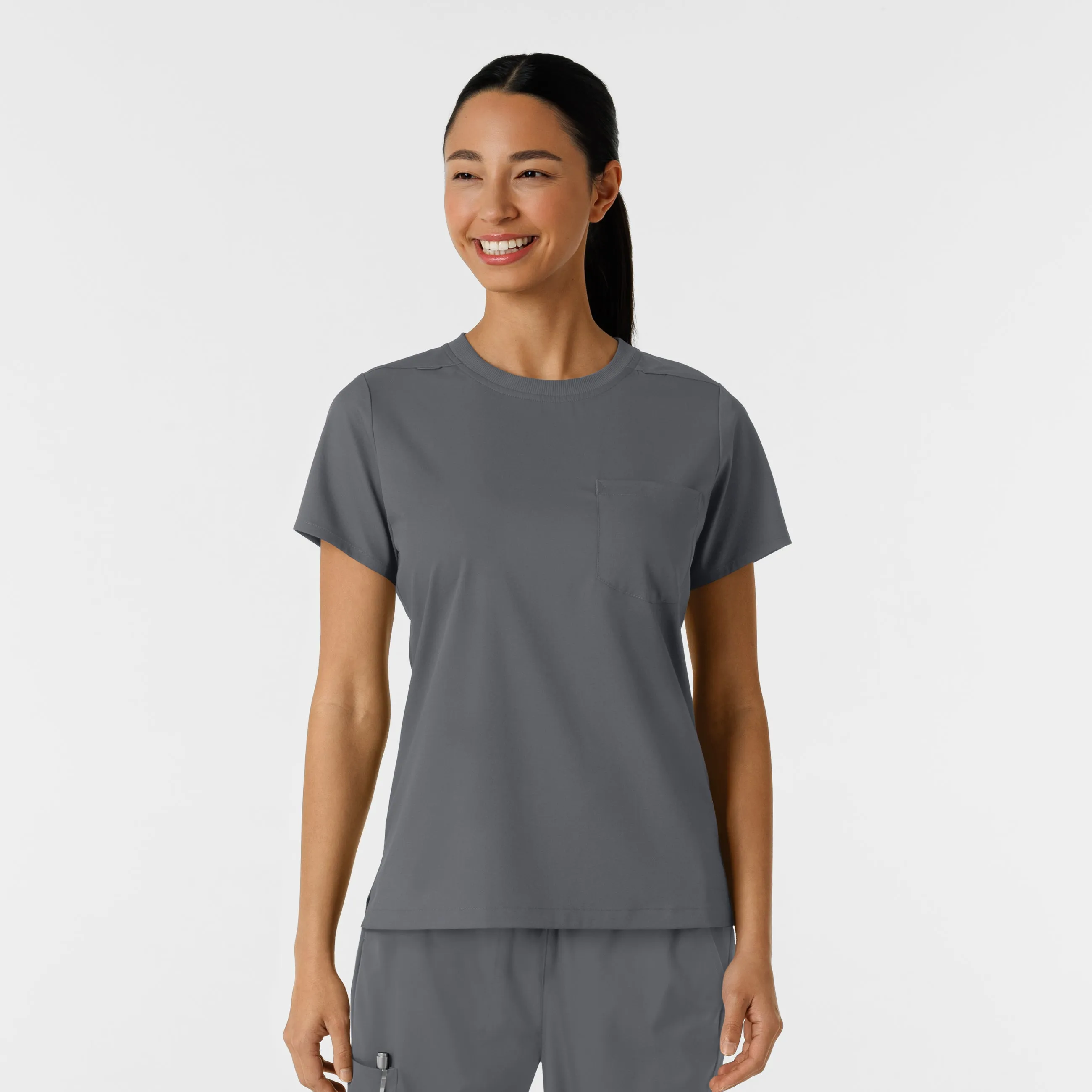 Boundless Women's Classic Crew Neck Scrub Top - Pewter