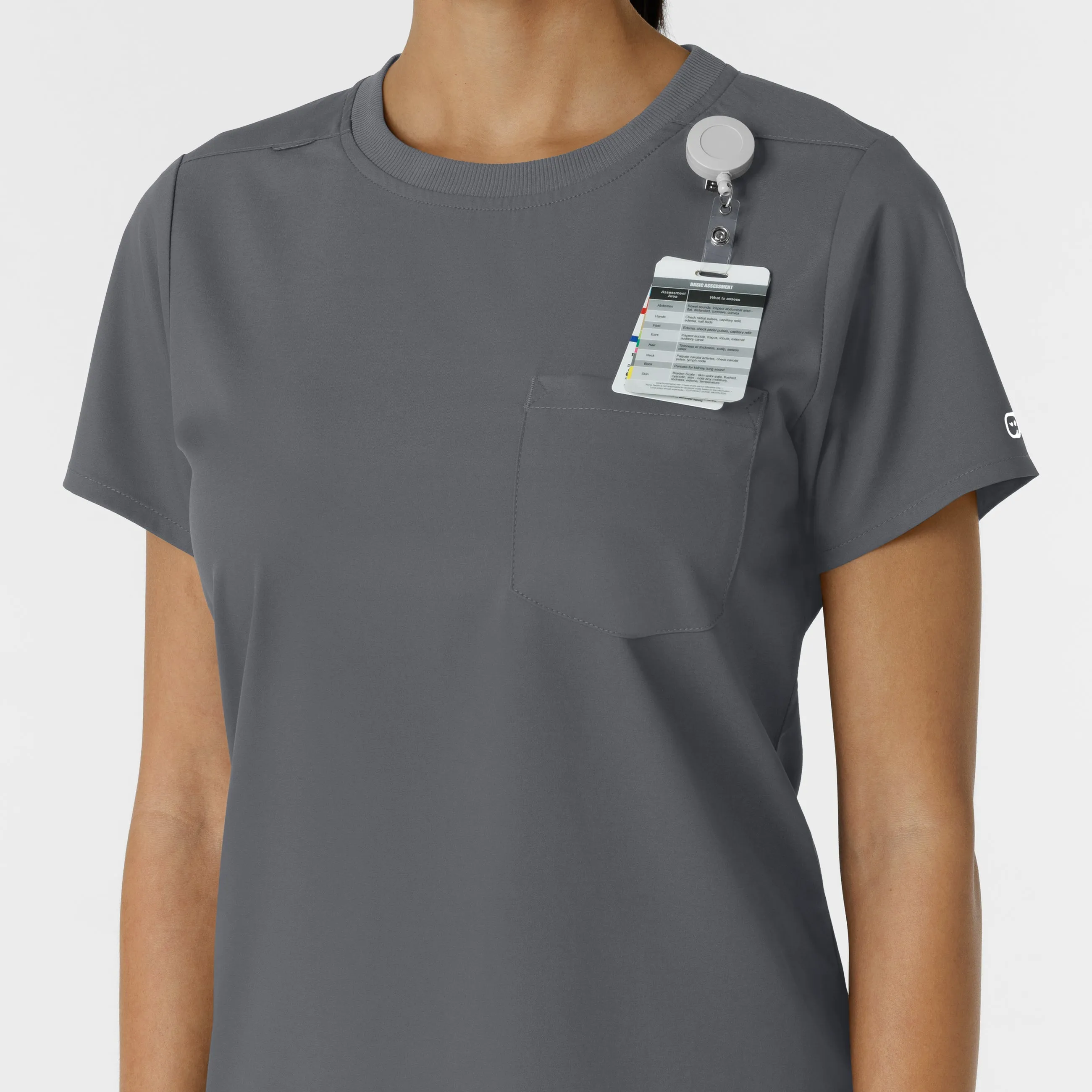 Boundless Women's Classic Crew Neck Scrub Top - Pewter