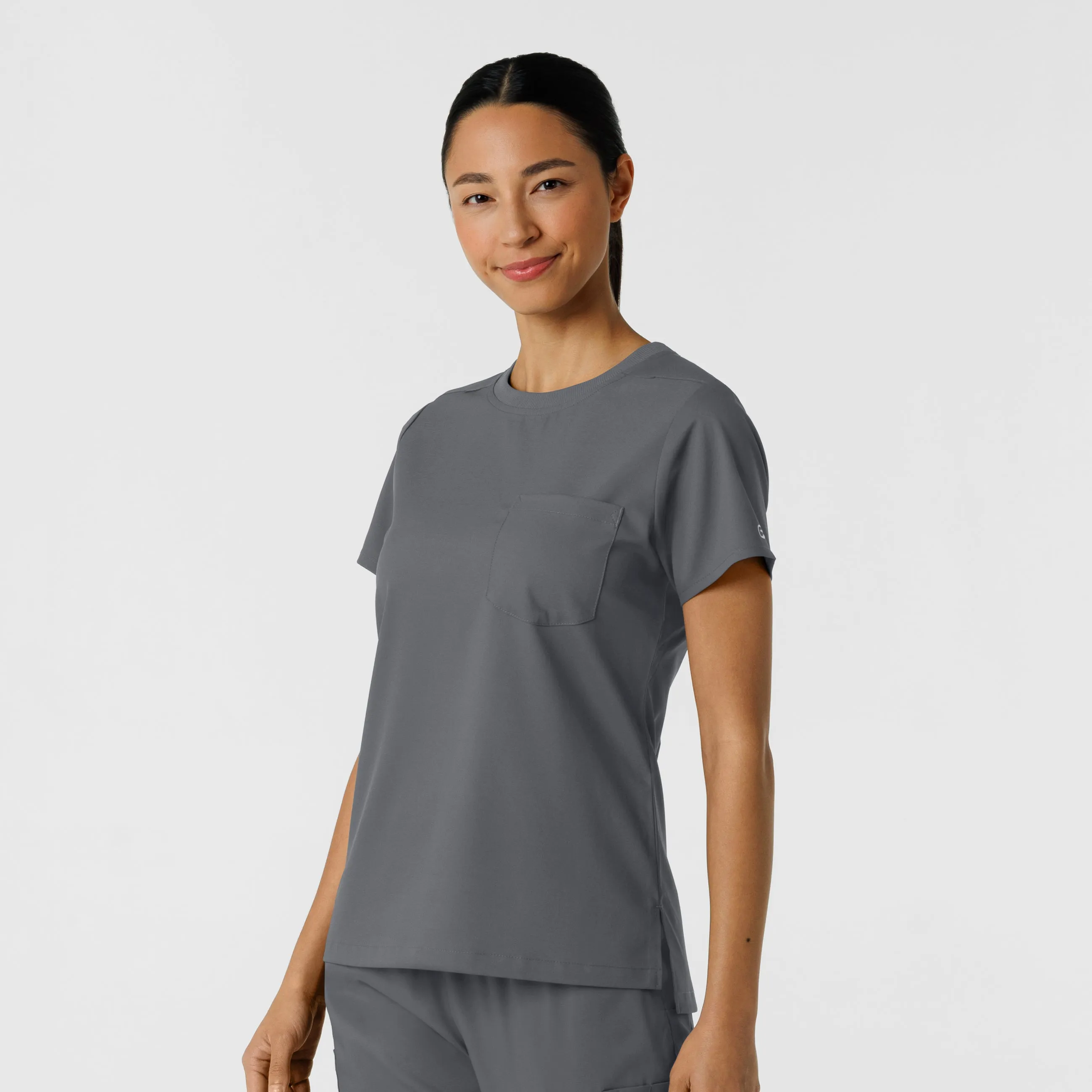Boundless Women's Classic Crew Neck Scrub Top - Pewter