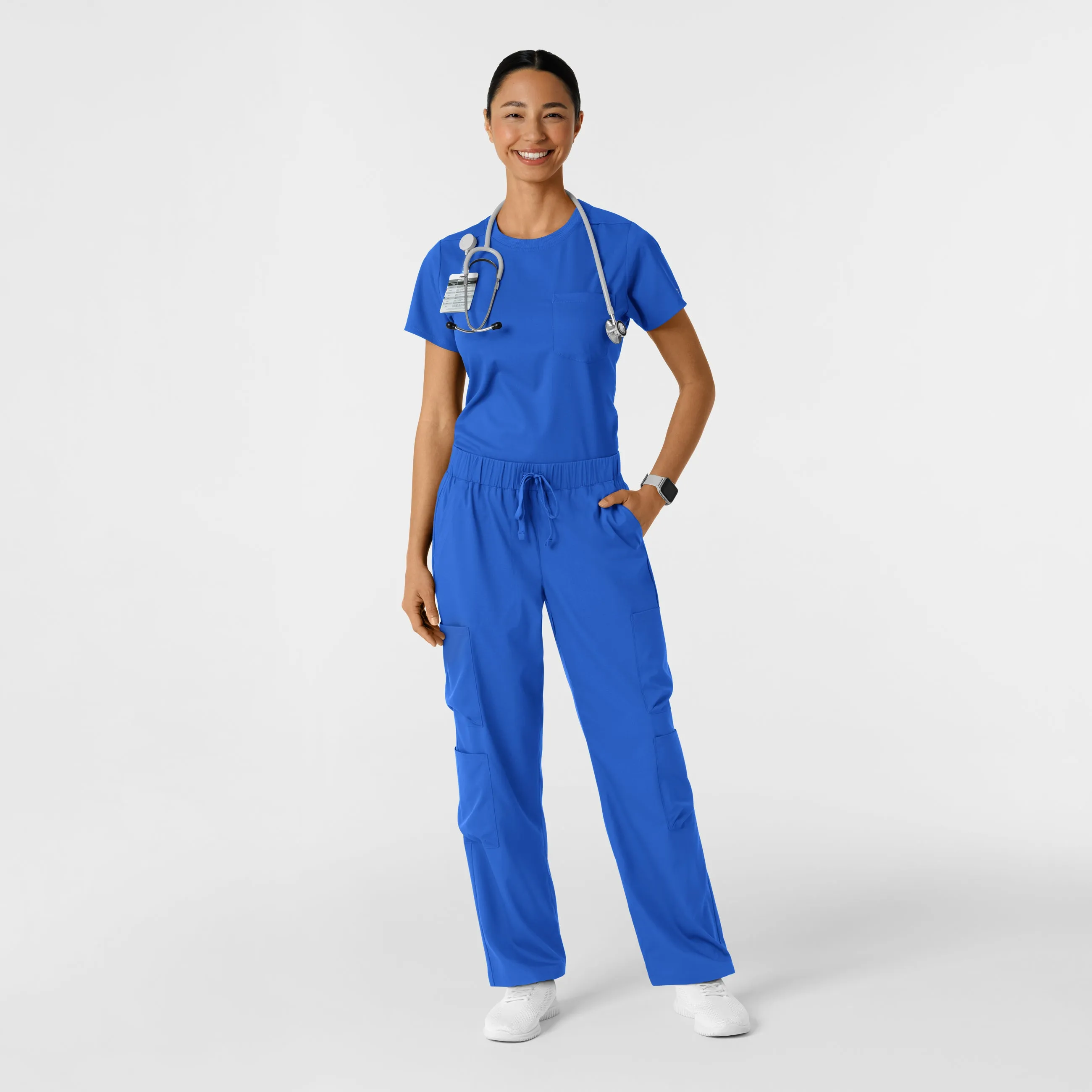 Boundless Women's Classic Crew Neck Scrub Top - Royal