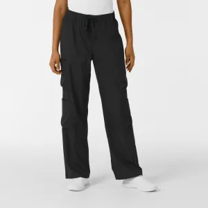 Boundless Women's Classic Wide Leg Cargo Scrub Pant - Black