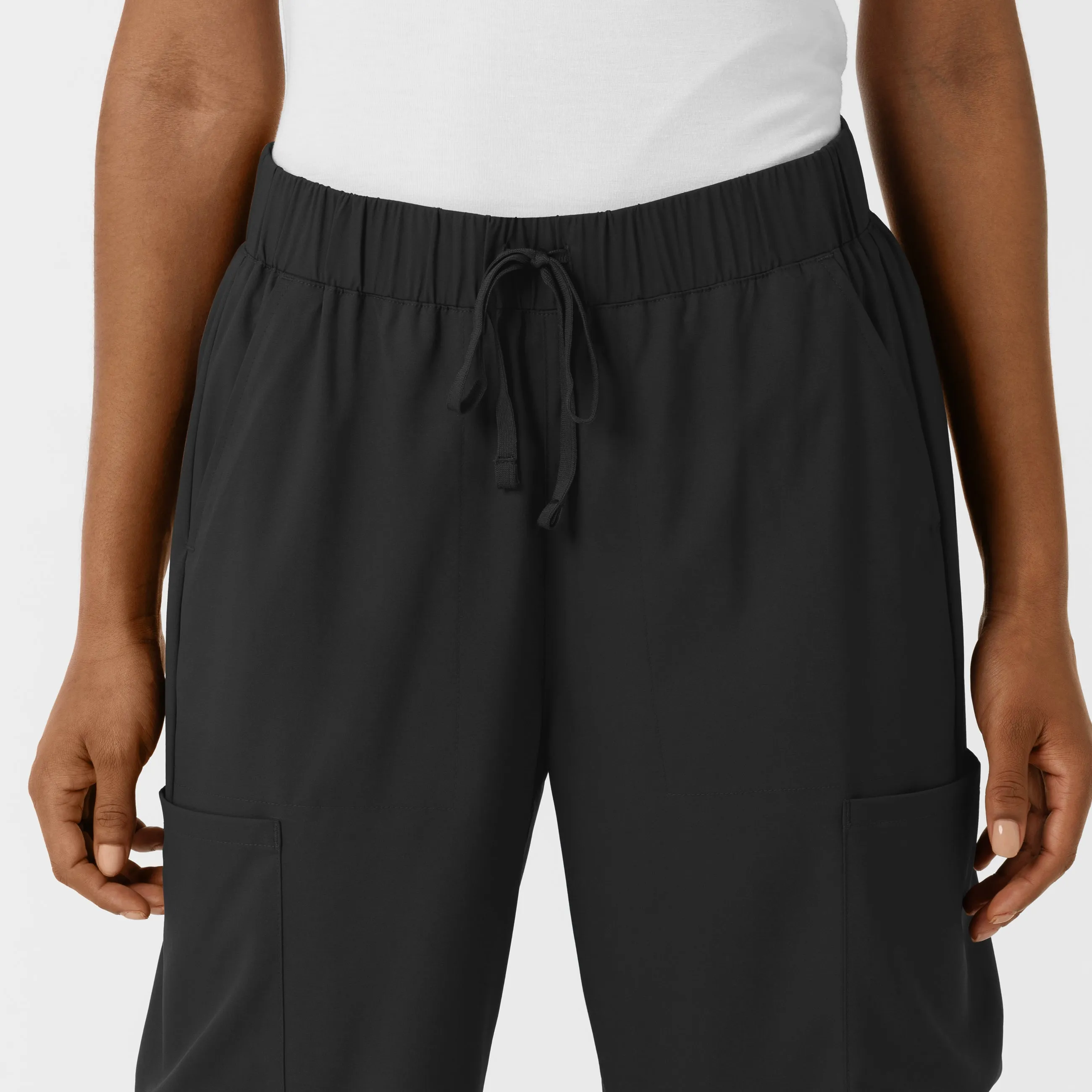 Boundless Women's Classic Wide Leg Cargo Scrub Pant - Black