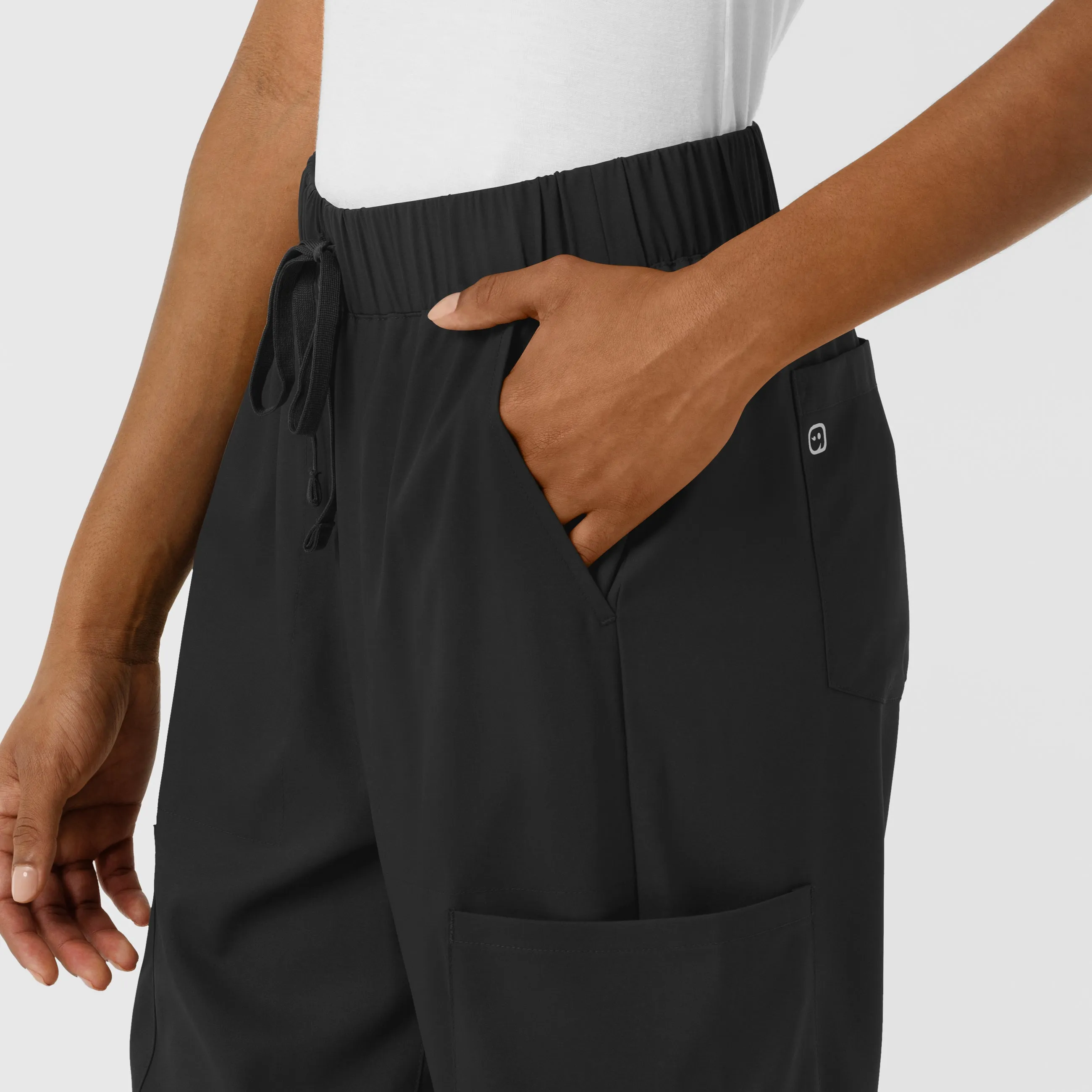 Boundless Women's Classic Wide Leg Cargo Scrub Pant - Black