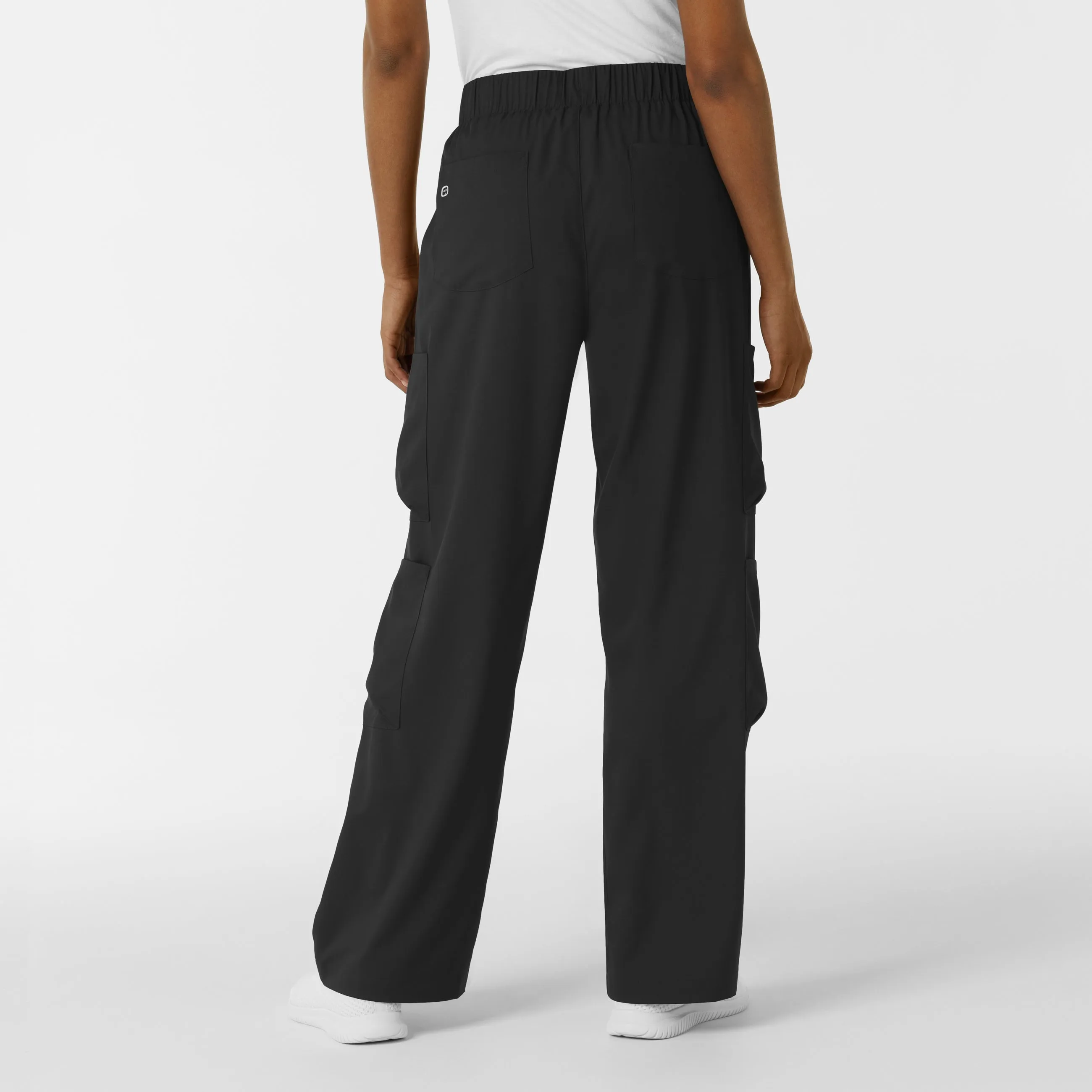 Boundless Women's Classic Wide Leg Cargo Scrub Pant - Black