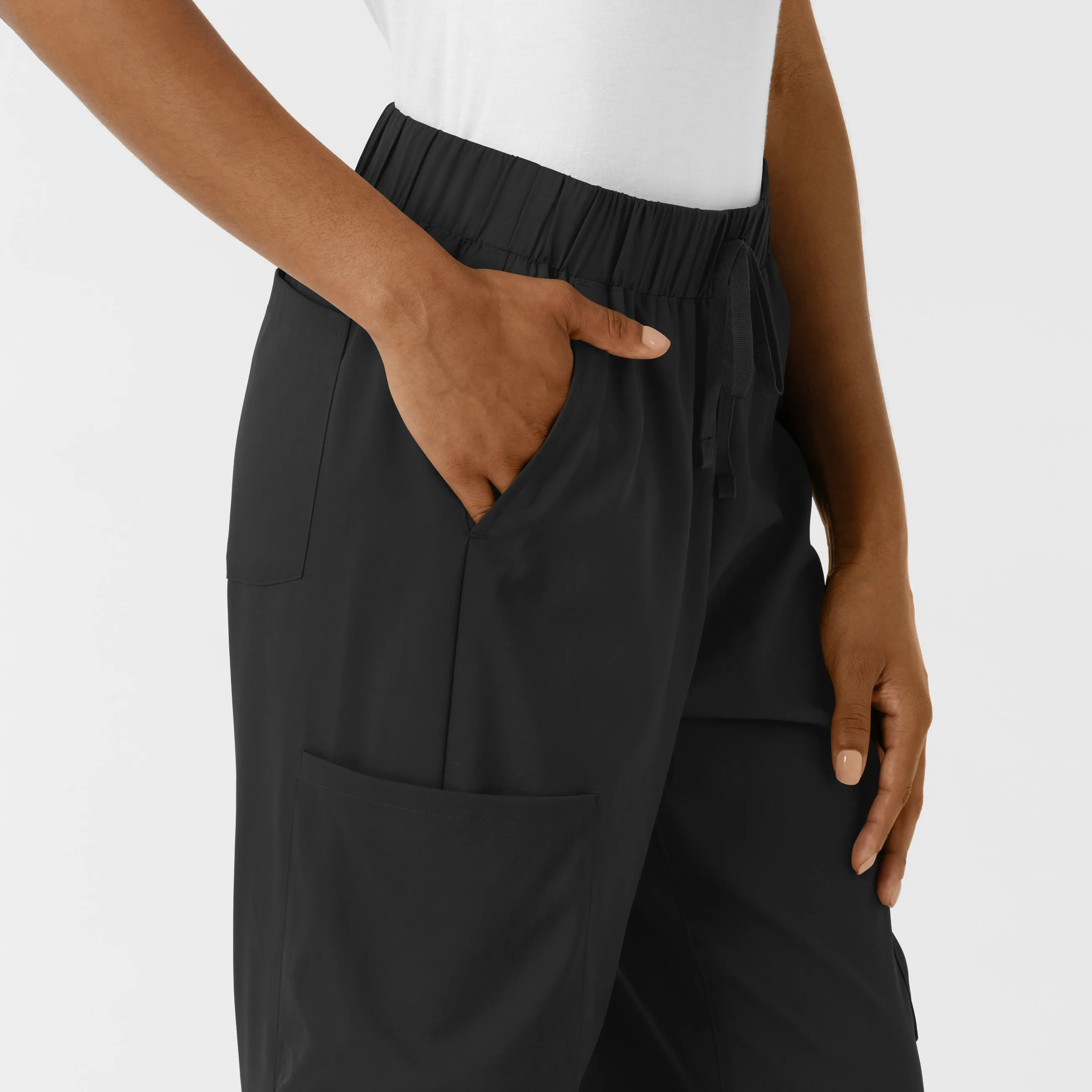 Boundless Women's Classic Wide Leg Cargo Scrub Pant - Black