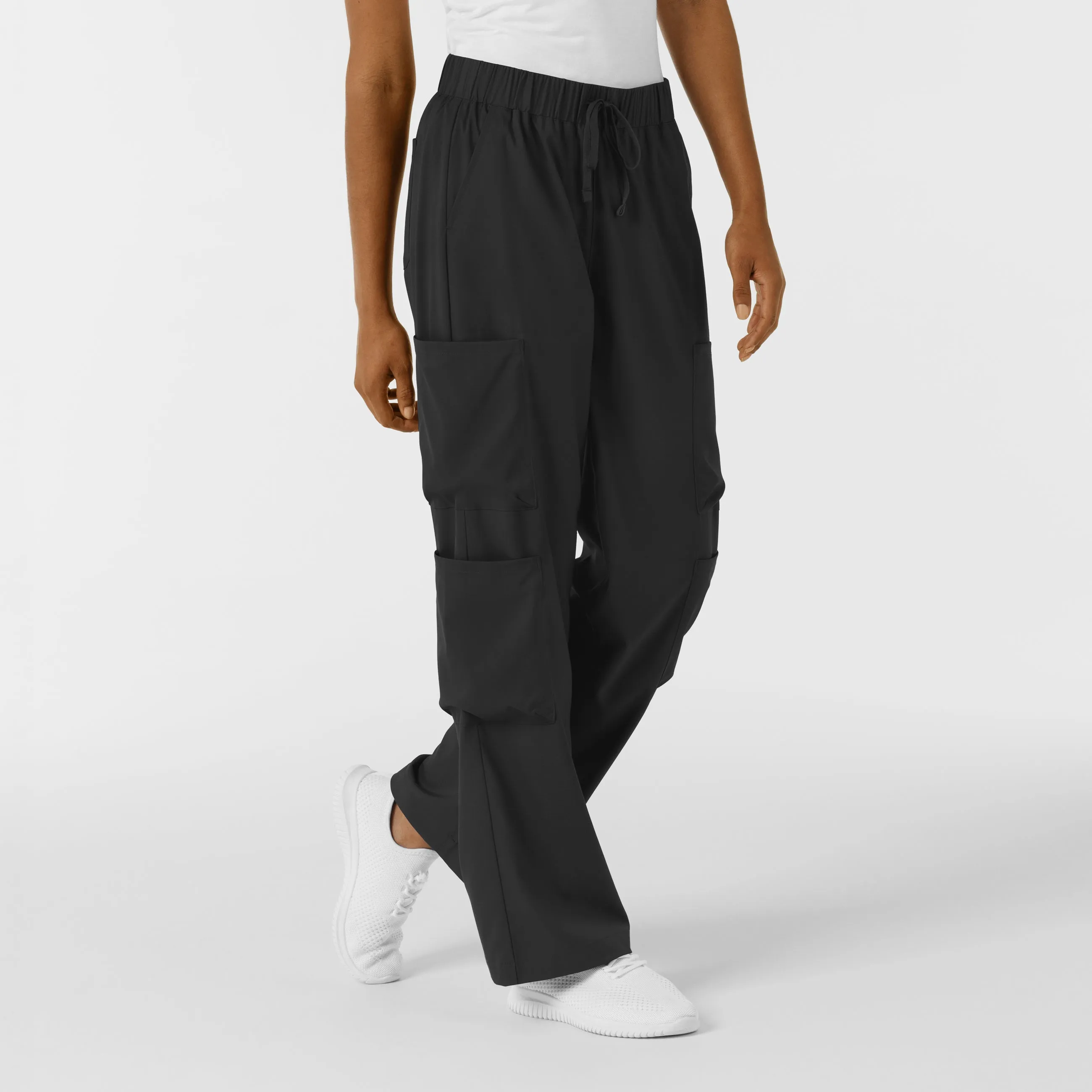 Boundless Women's Classic Wide Leg Cargo Scrub Pant - Black