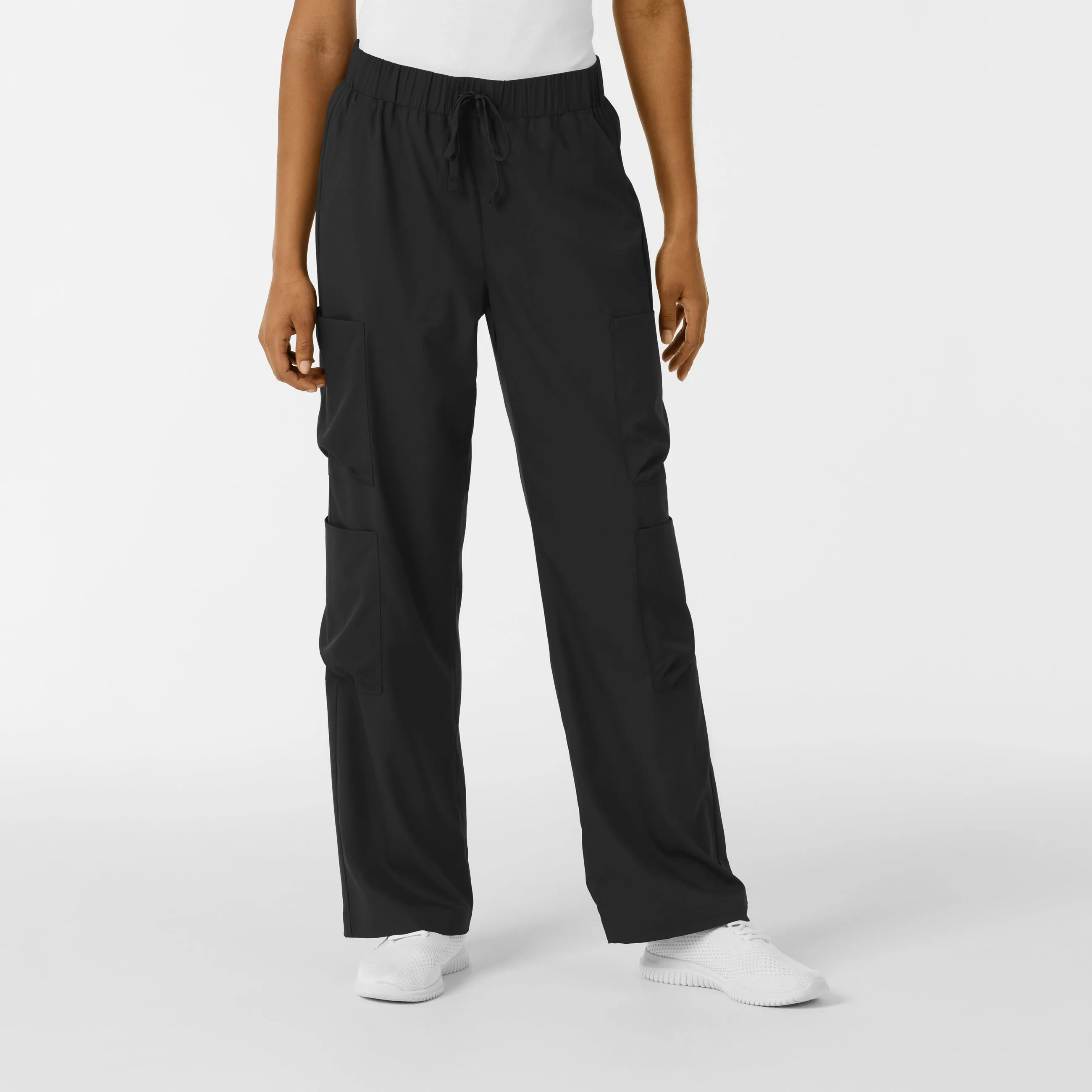 Boundless Women's Classic Wide Leg Cargo Scrub Pant - Black