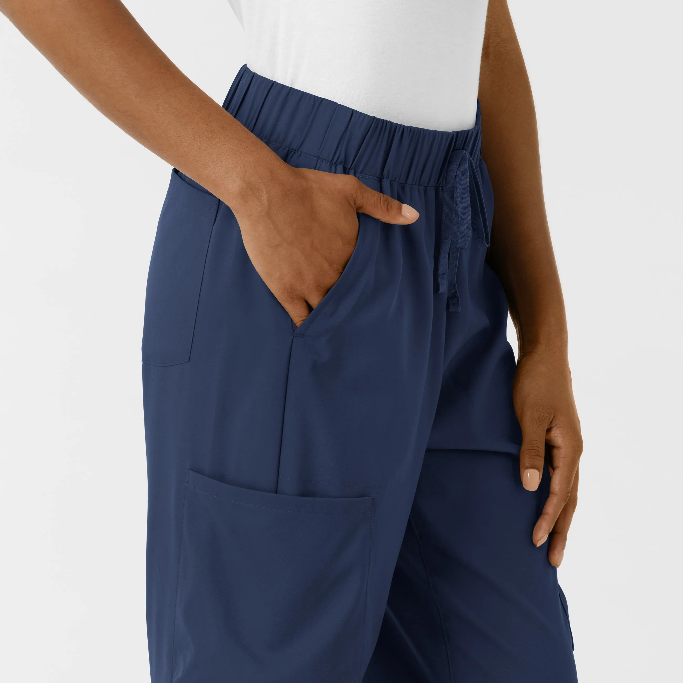 Boundless Women's Classic Wide Leg Cargo Scrub Pant - Navy