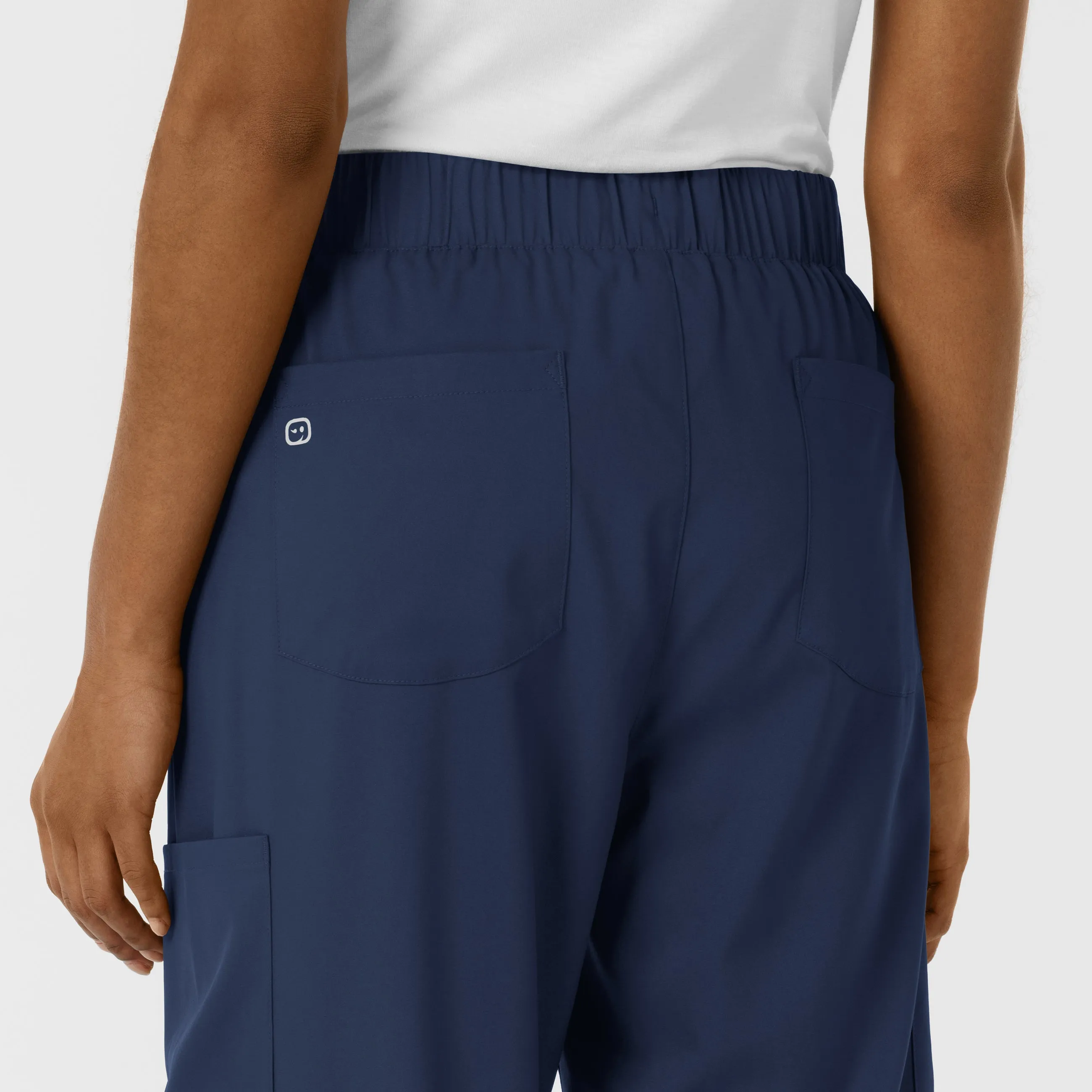 Boundless Women's Classic Wide Leg Cargo Scrub Pant - Navy