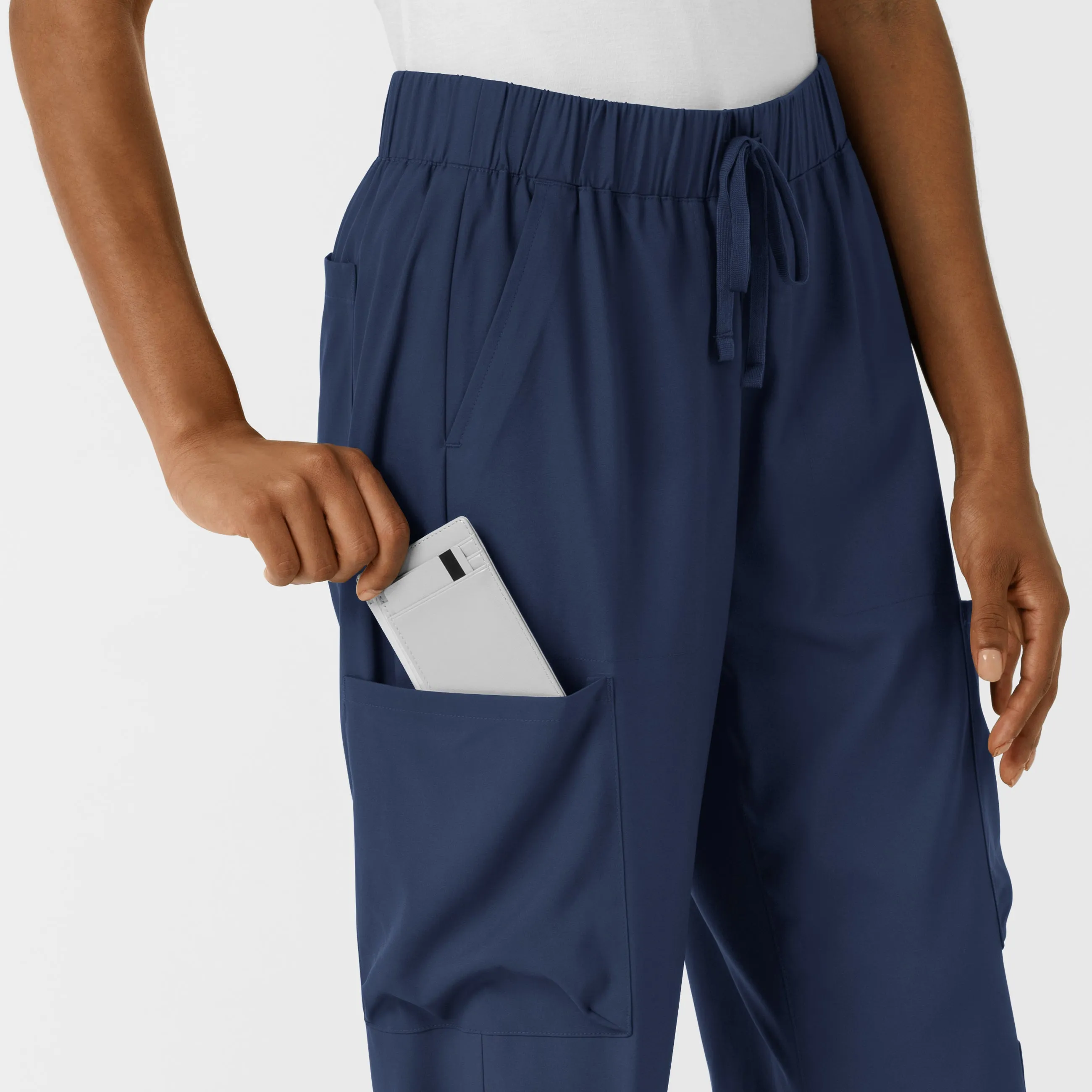 Boundless Women's Classic Wide Leg Cargo Scrub Pant - Navy