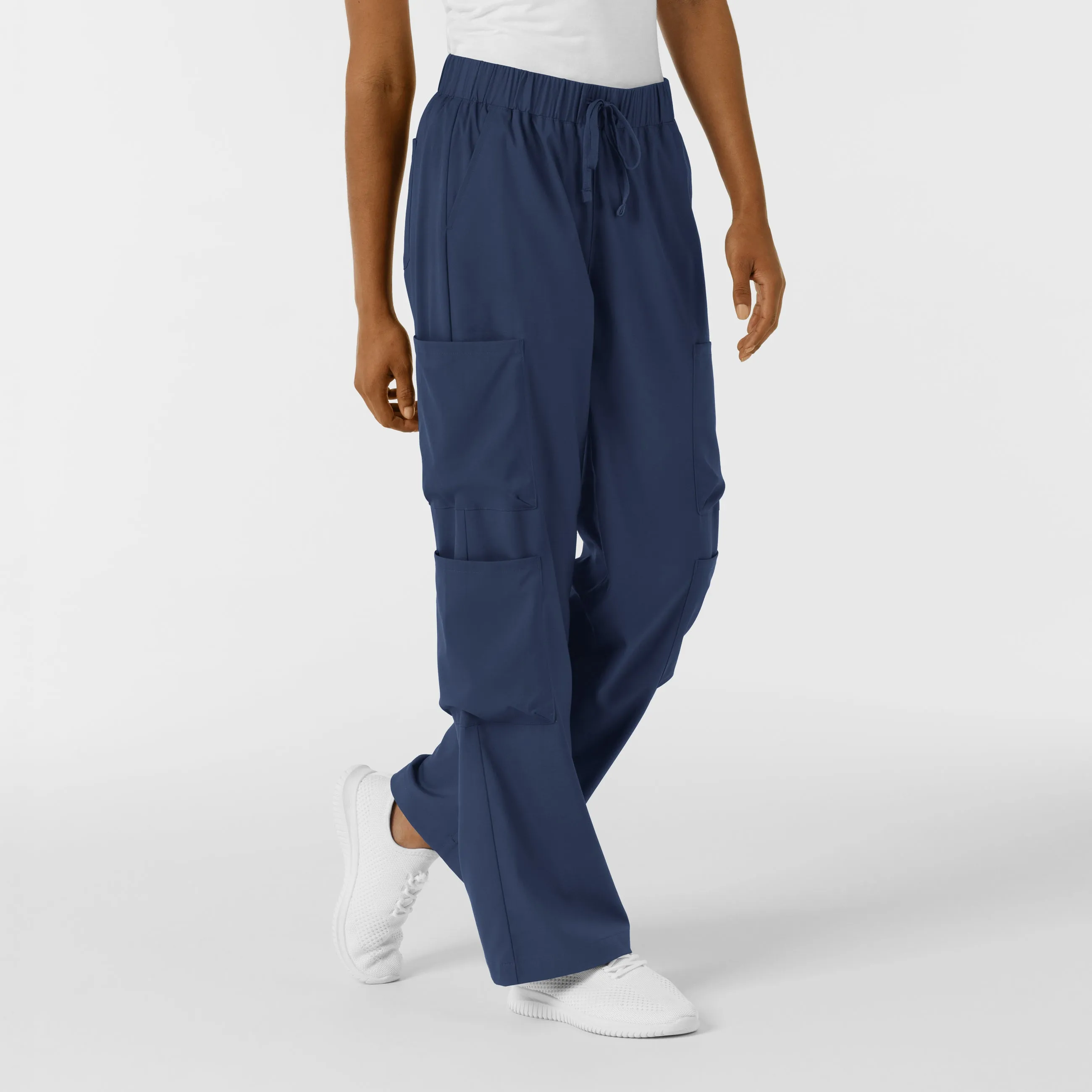 Boundless Women's Classic Wide Leg Cargo Scrub Pant - Navy