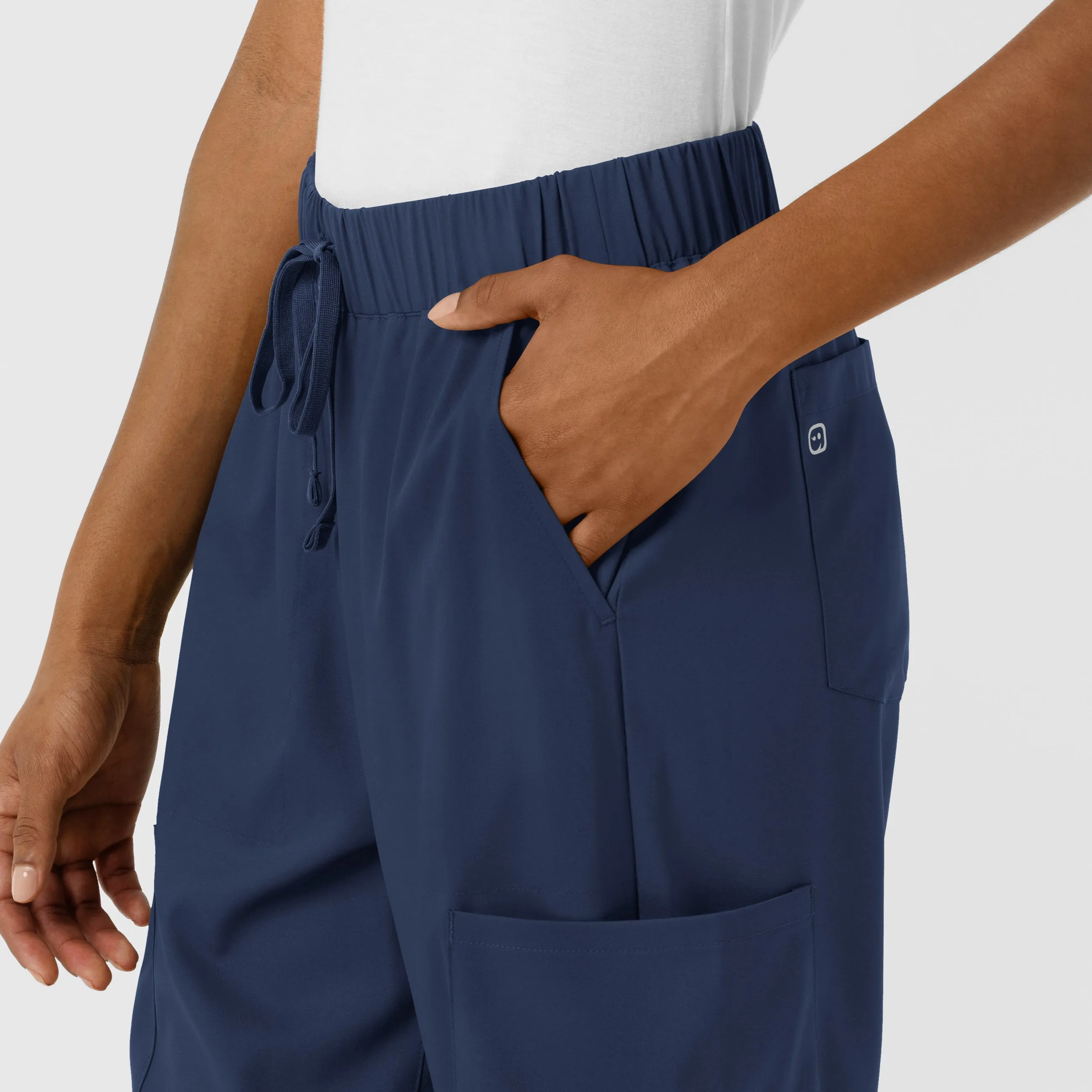 Boundless Women's Classic Wide Leg Cargo Scrub Pant - Navy