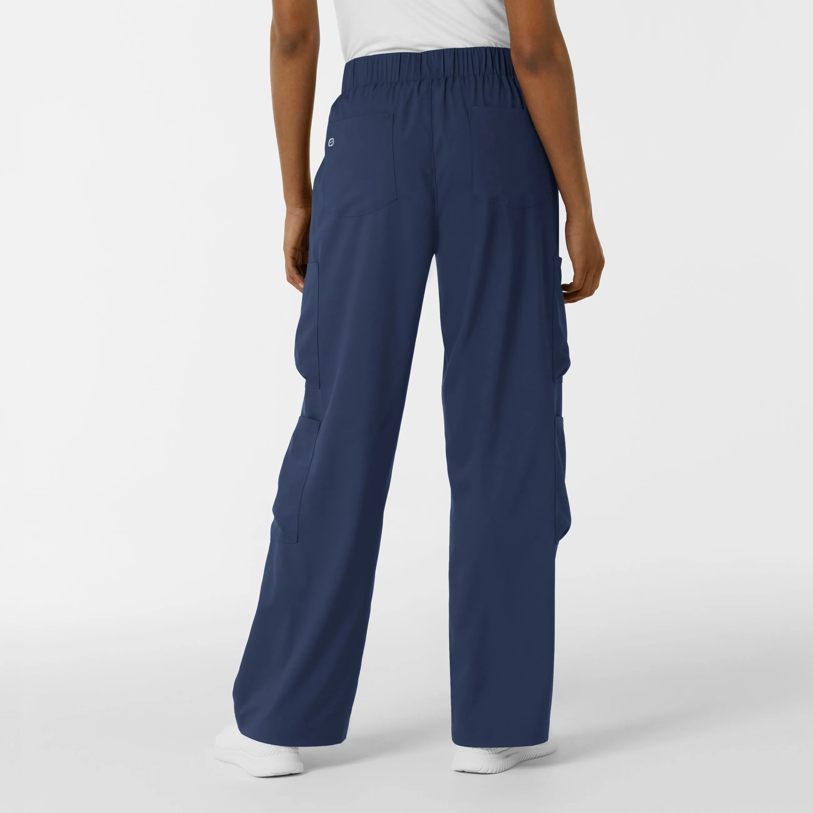 Boundless Women's Classic Wide Leg Cargo Scrub Pant - Navy
