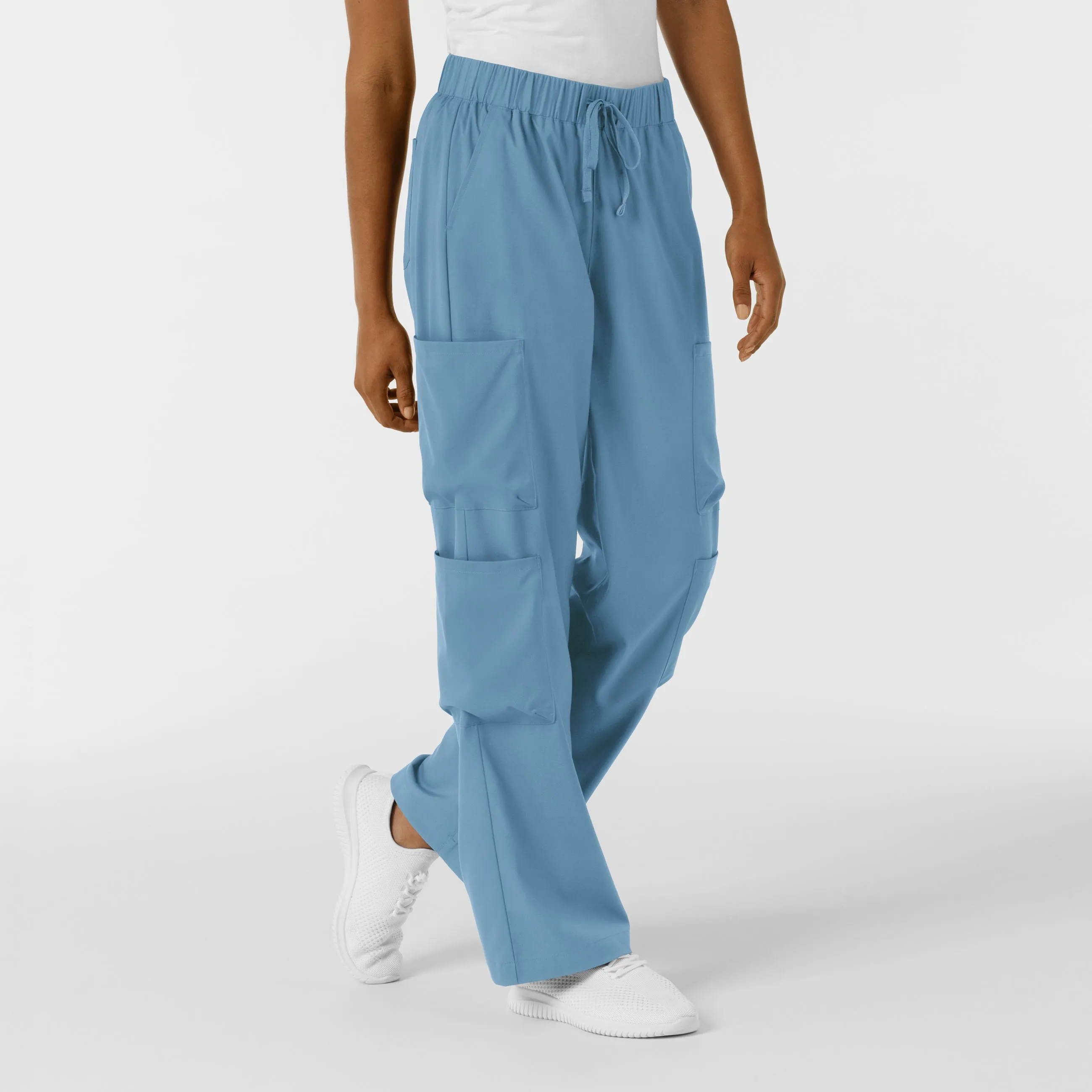 Boundless Women's Classic Wide Leg Cargo Scrub Pant - Pacific Blue