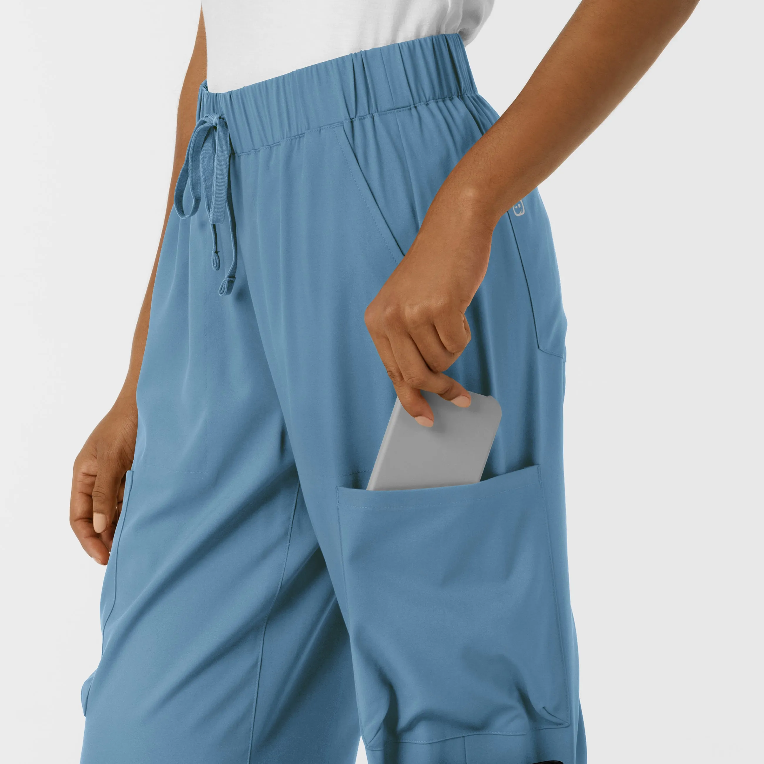 Boundless Women's Classic Wide Leg Cargo Scrub Pant - Pacific Blue