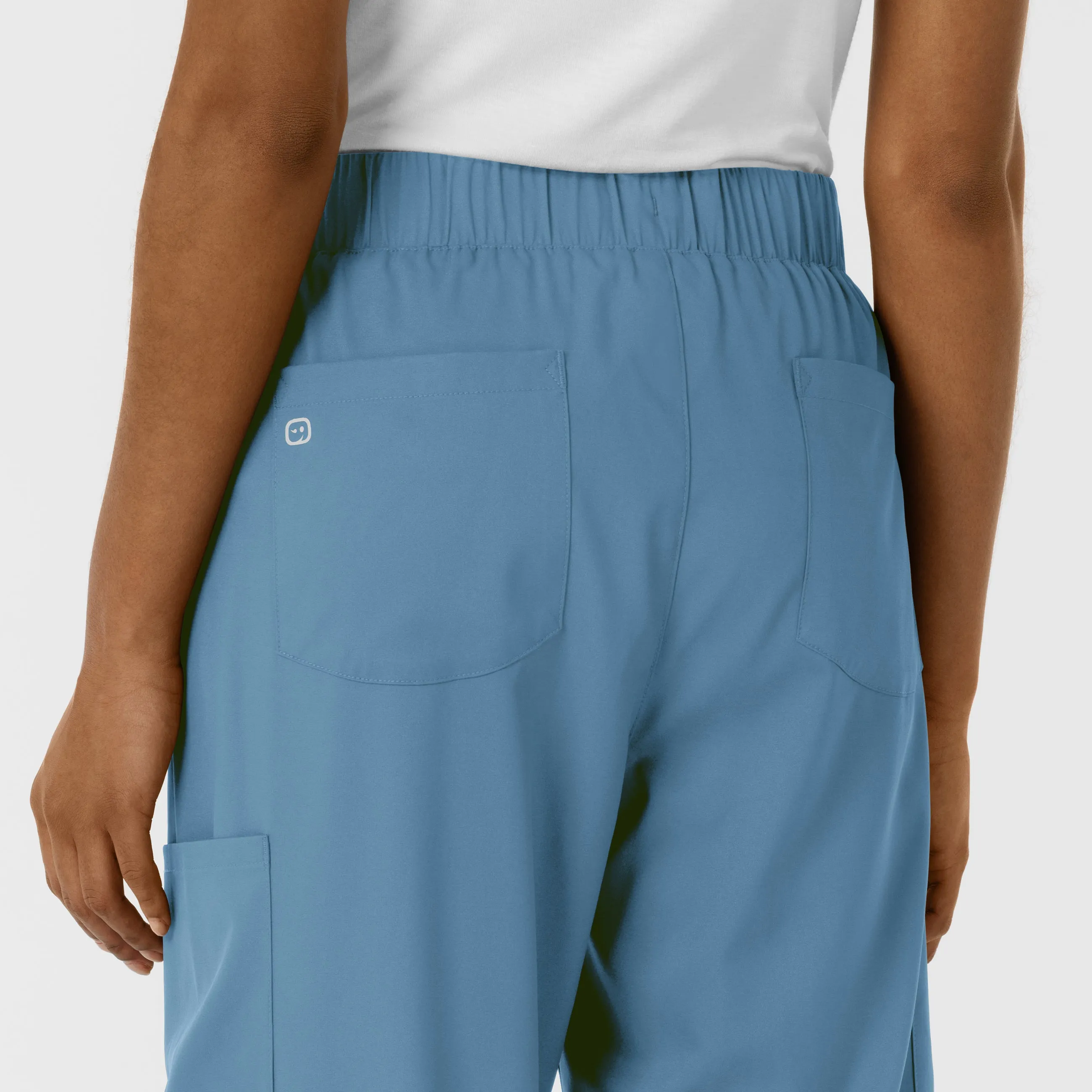 Boundless Women's Classic Wide Leg Cargo Scrub Pant - Pacific Blue