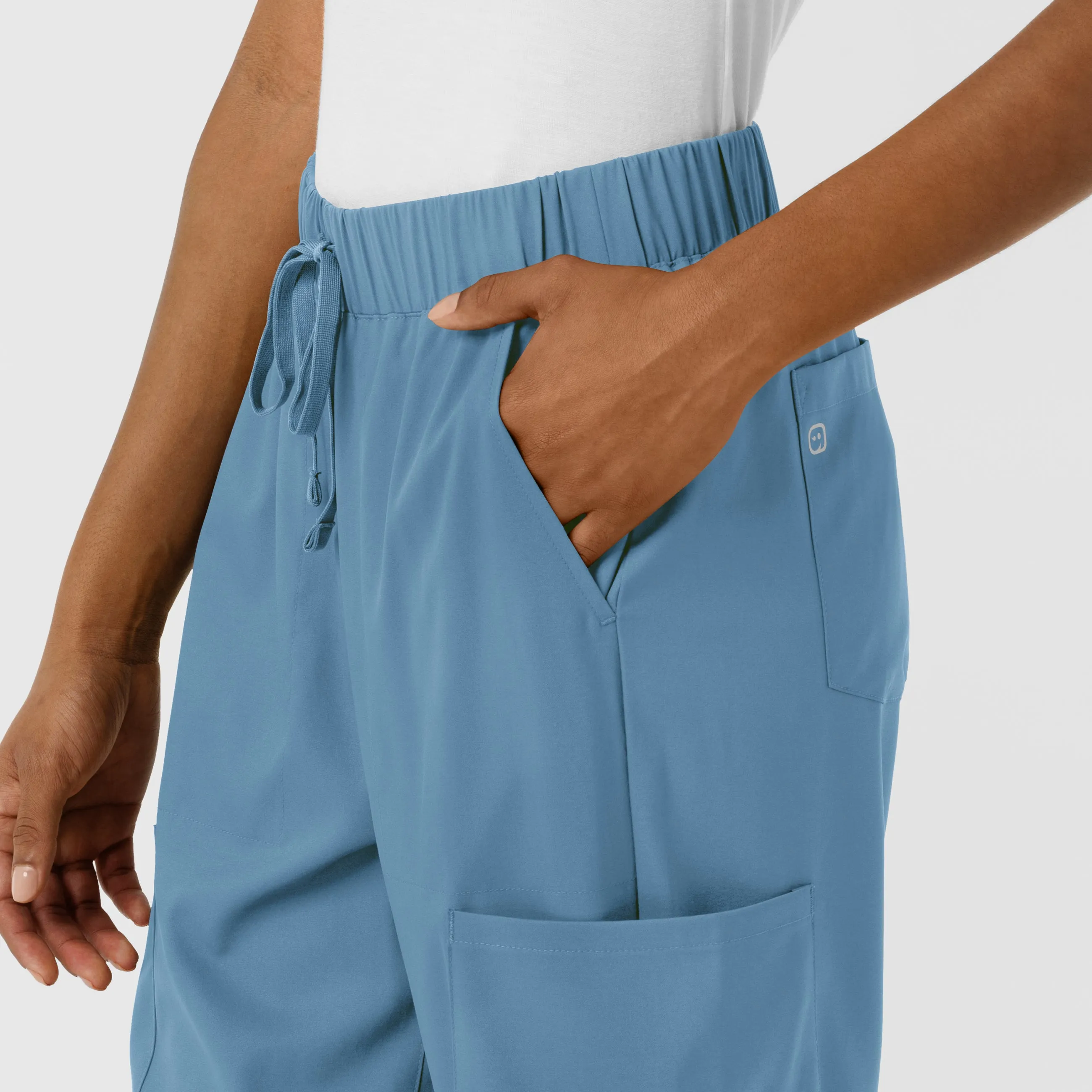 Boundless Women's Classic Wide Leg Cargo Scrub Pant - Pacific Blue