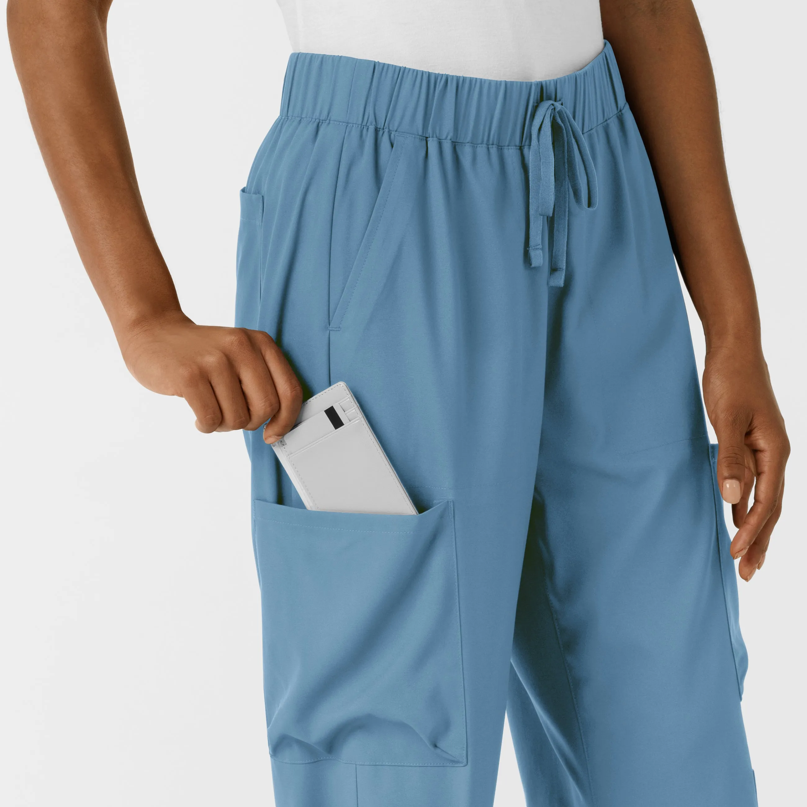 Boundless Women's Classic Wide Leg Cargo Scrub Pant - Pacific Blue